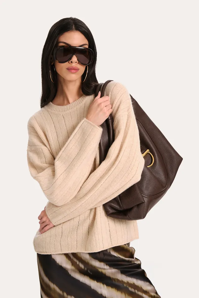 Elie Tahari Cashmere ER5Y8505 sweter Beige kaszmir