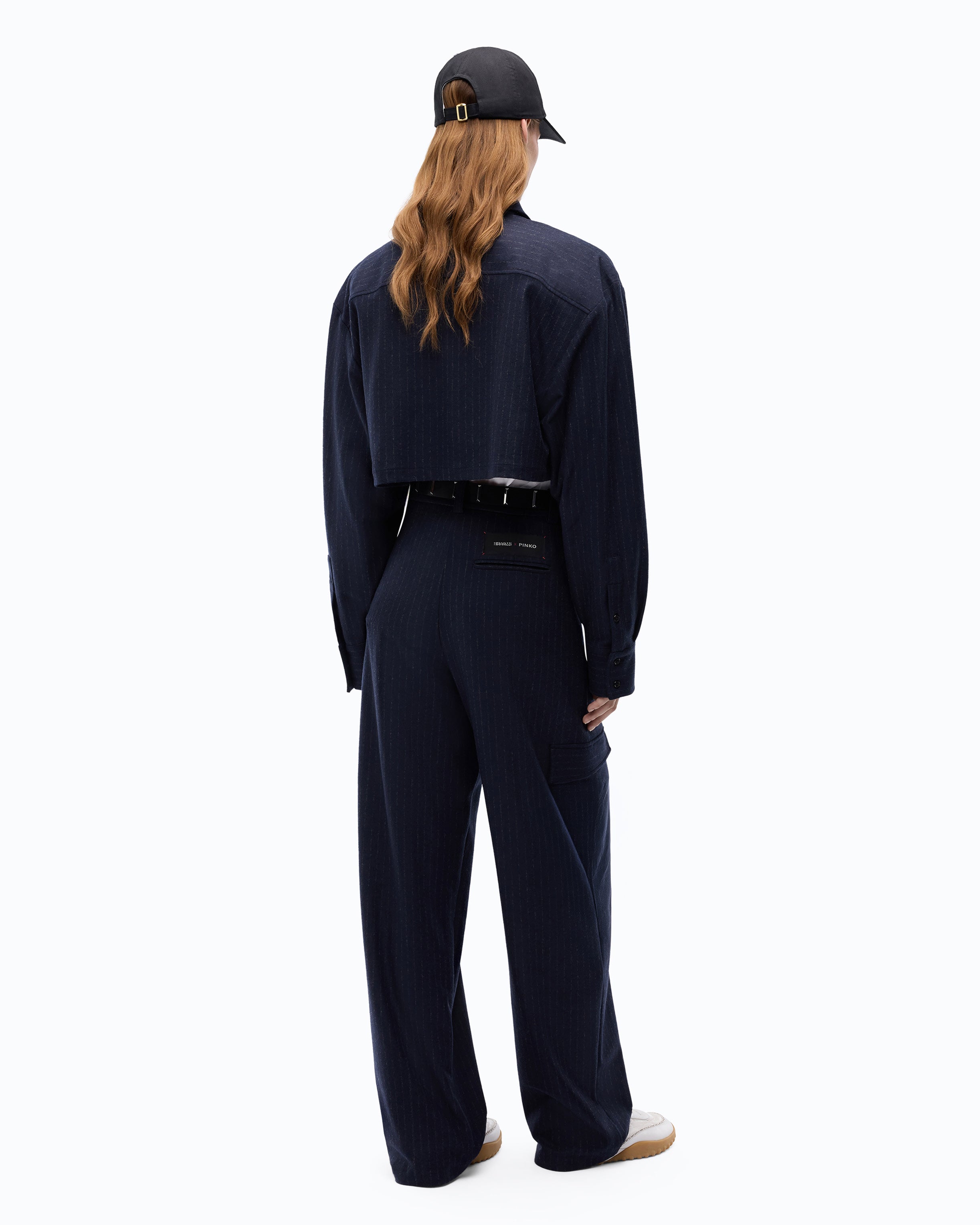 Pinko Caldaro Pants spodnie w prążek niebieskie