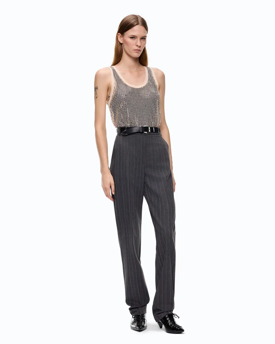 Pinko Pleione Pants spodnie cygaretki szare prążek