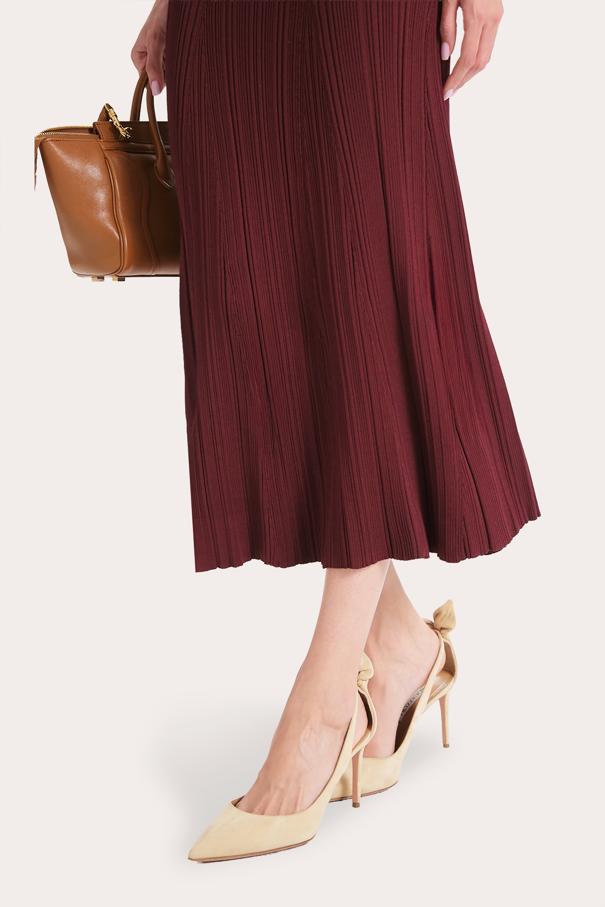 Elie Tahari Azura spódnica midi plum prążkowana