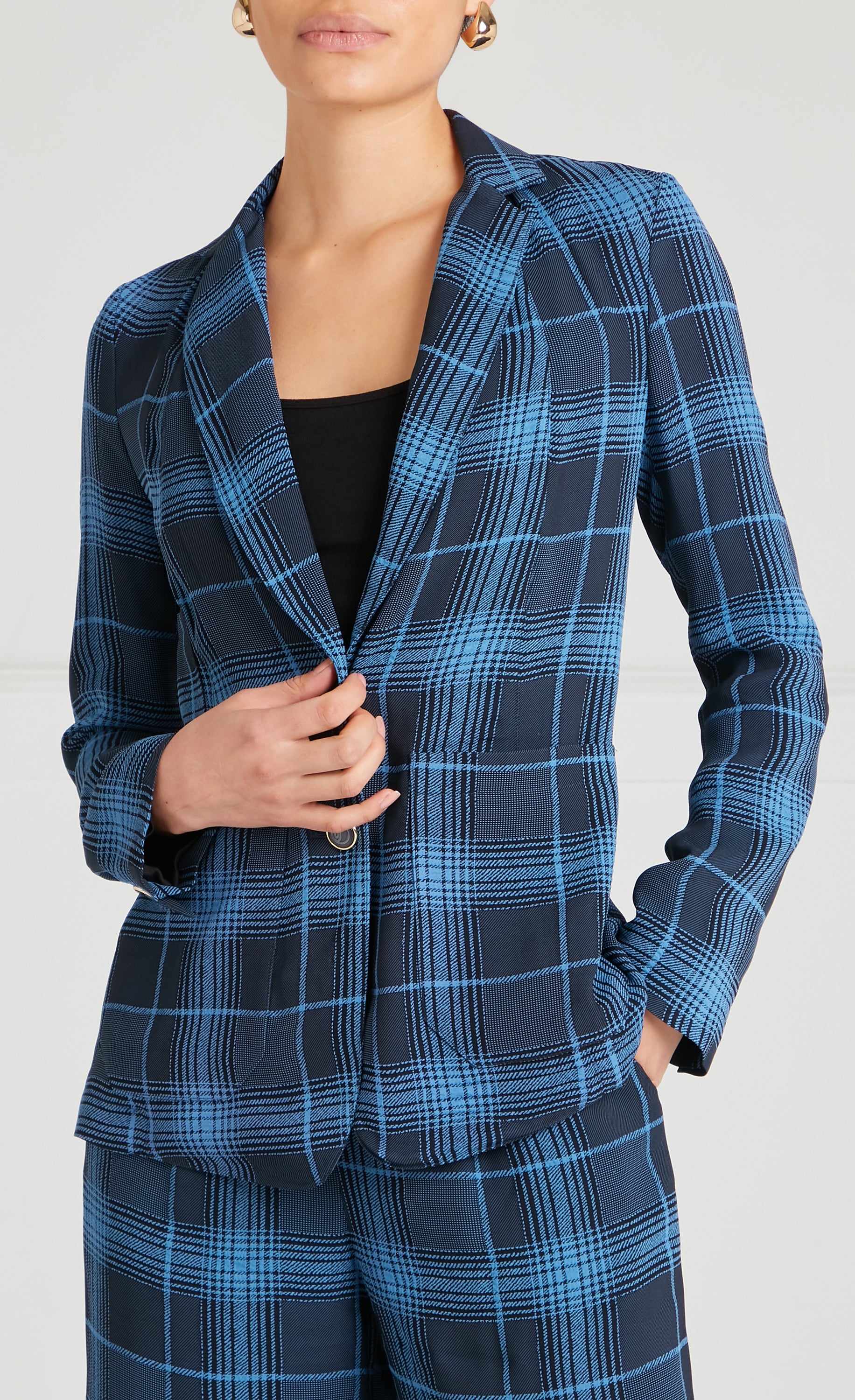 Temperley London Plath Jacket żakiet granatowy w kratę