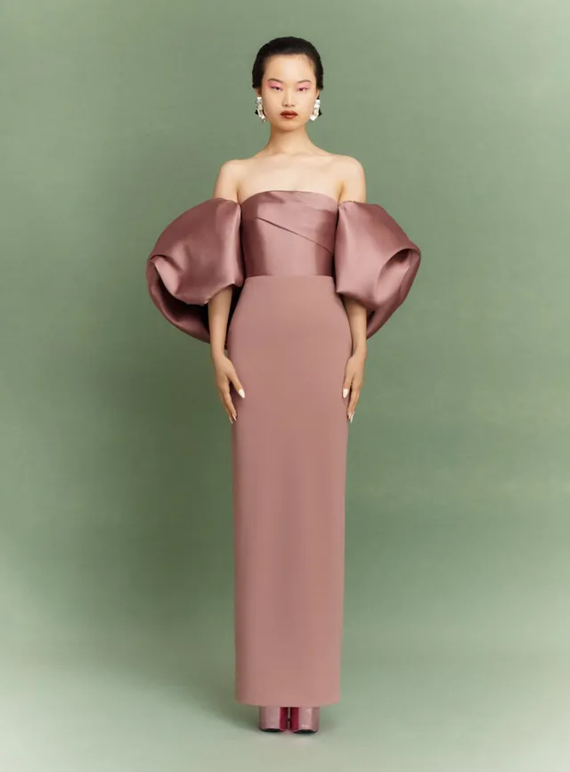 Solace London Floris sukienka maxi brązowa gorsetowa
