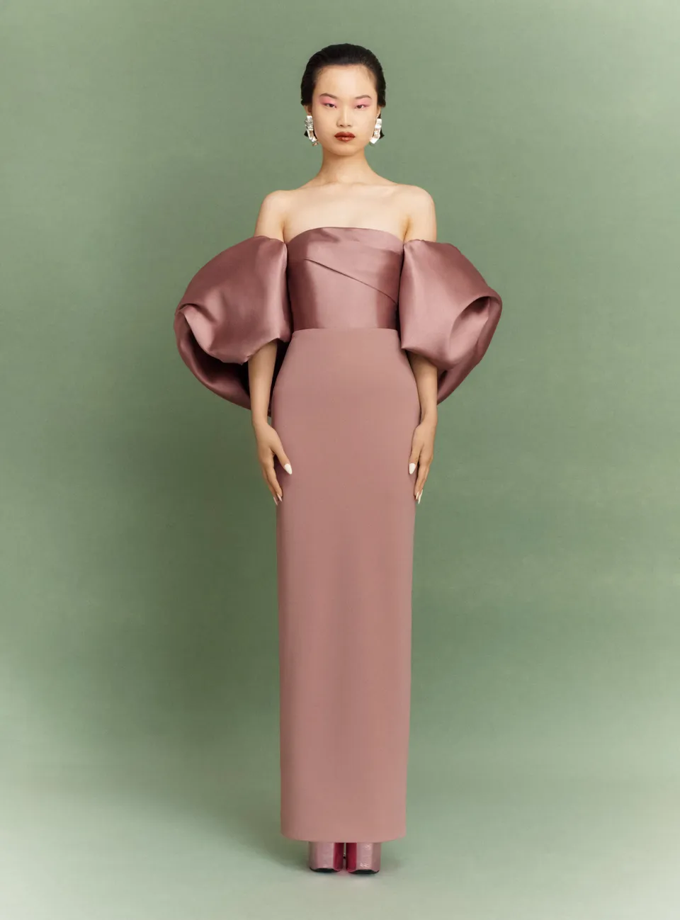 Solace London Floris sukienka maxi brązowa gorsetowa