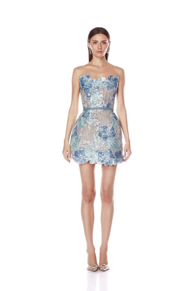Bronx and Banco Jasmine Maraya Blue Mini sukienka gorsetowa
