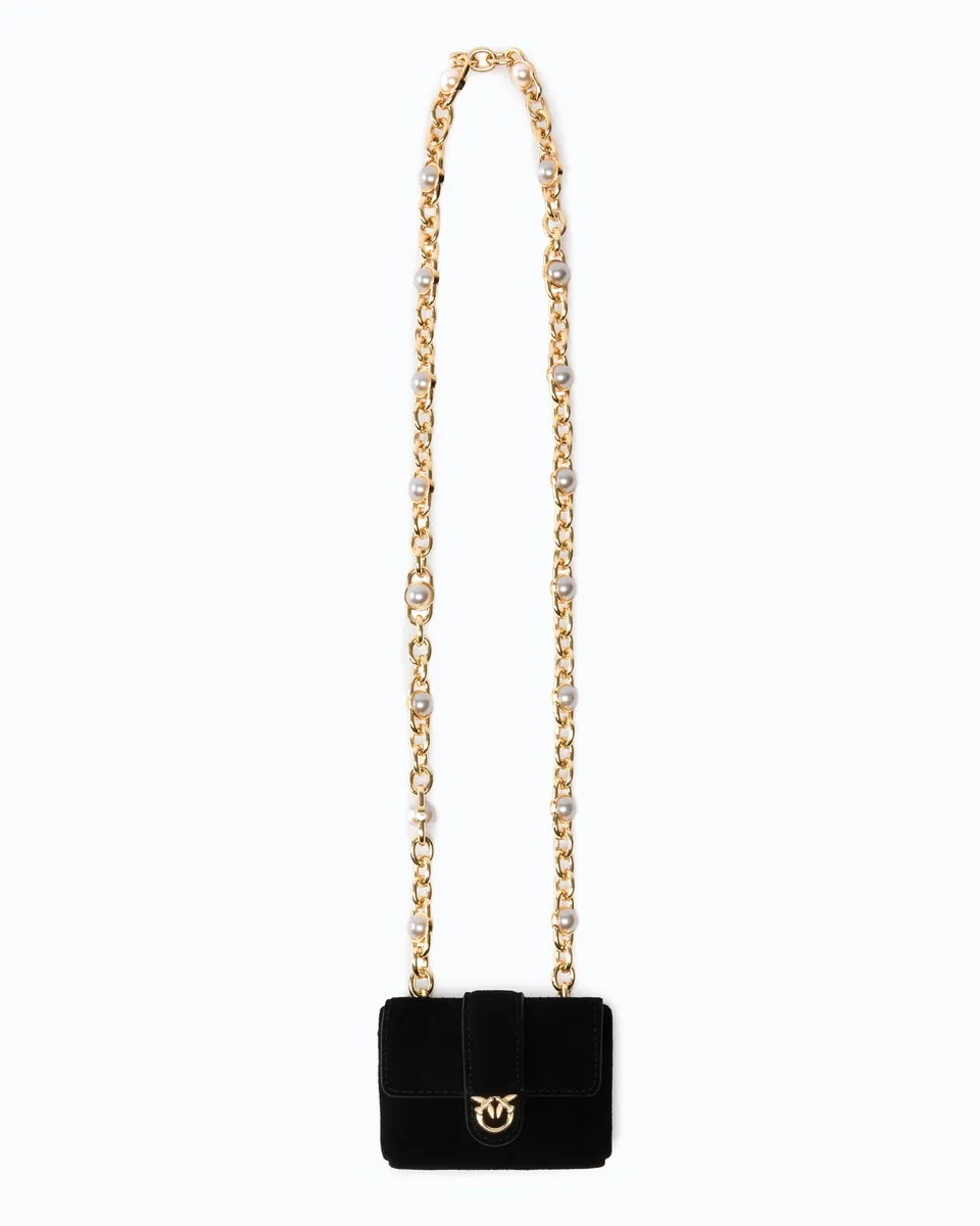 Pinko Pocket Necklace etui na karty czarne zamszowe