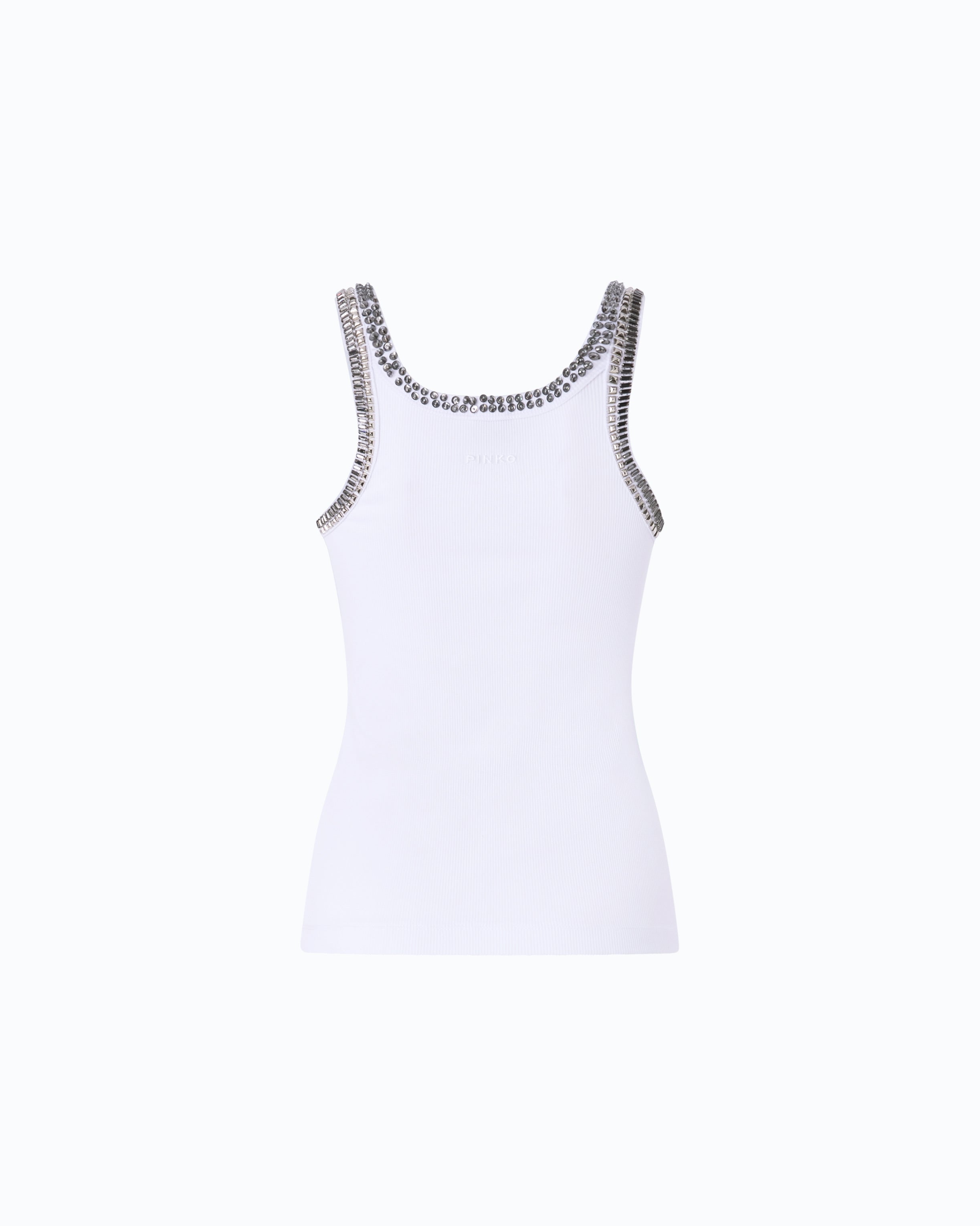 Pinko Coriandoli Tank Top biały w kryształki
