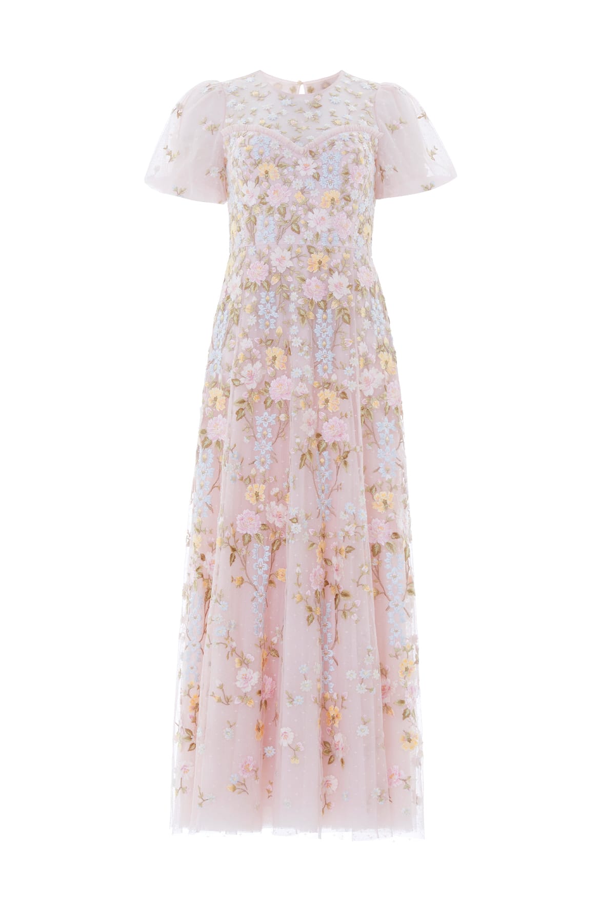 Needle & Thread Garden Rose Ankle Gown sukienka różowa haftowana