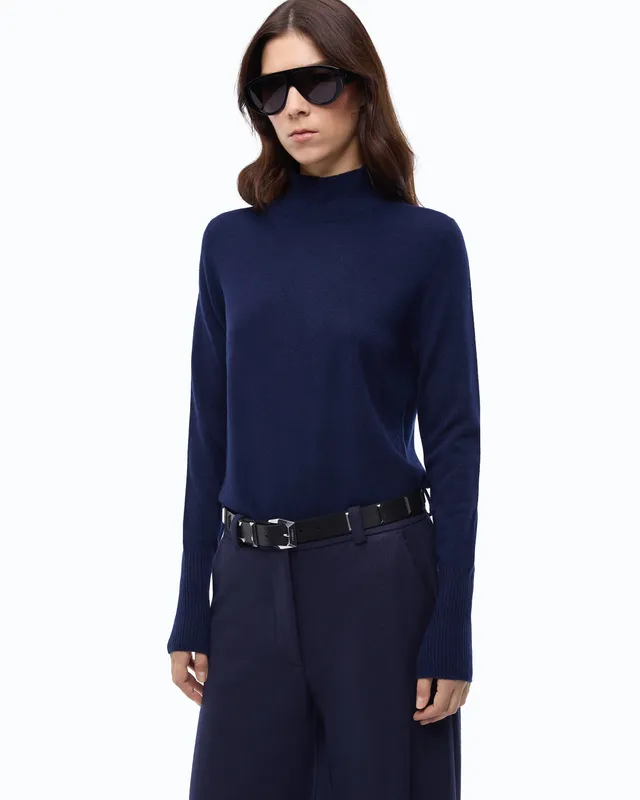Pinko Nizza sweter golf wełna kaszmir niebieski
