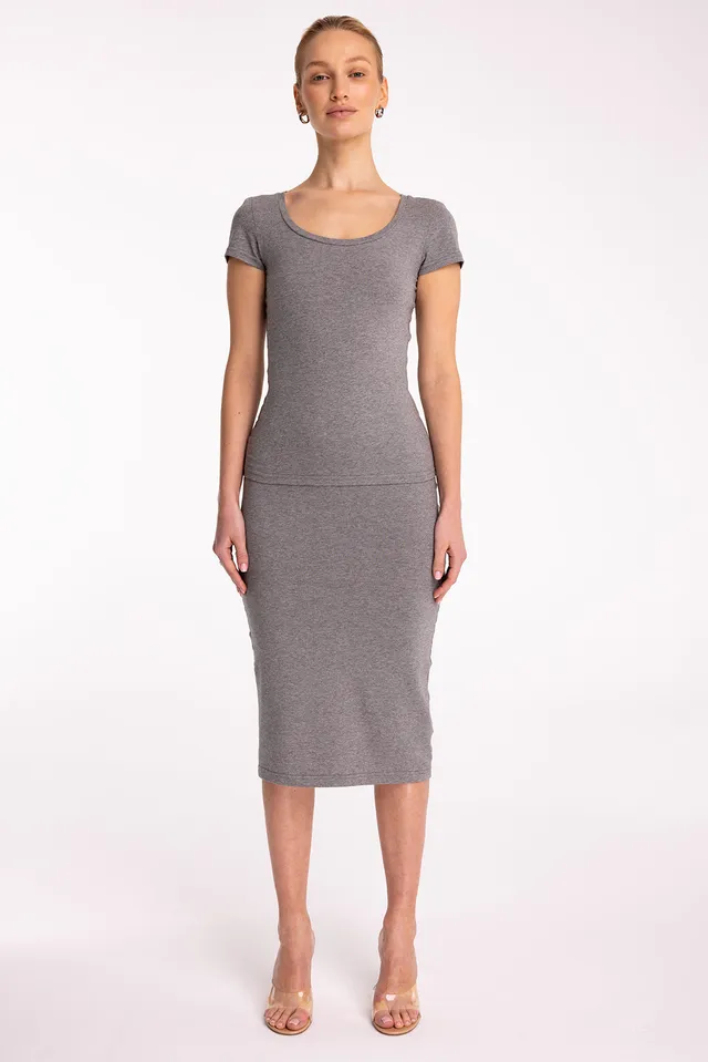 Nudyess Minimal spódnica midi Dark Melange bawełniana
