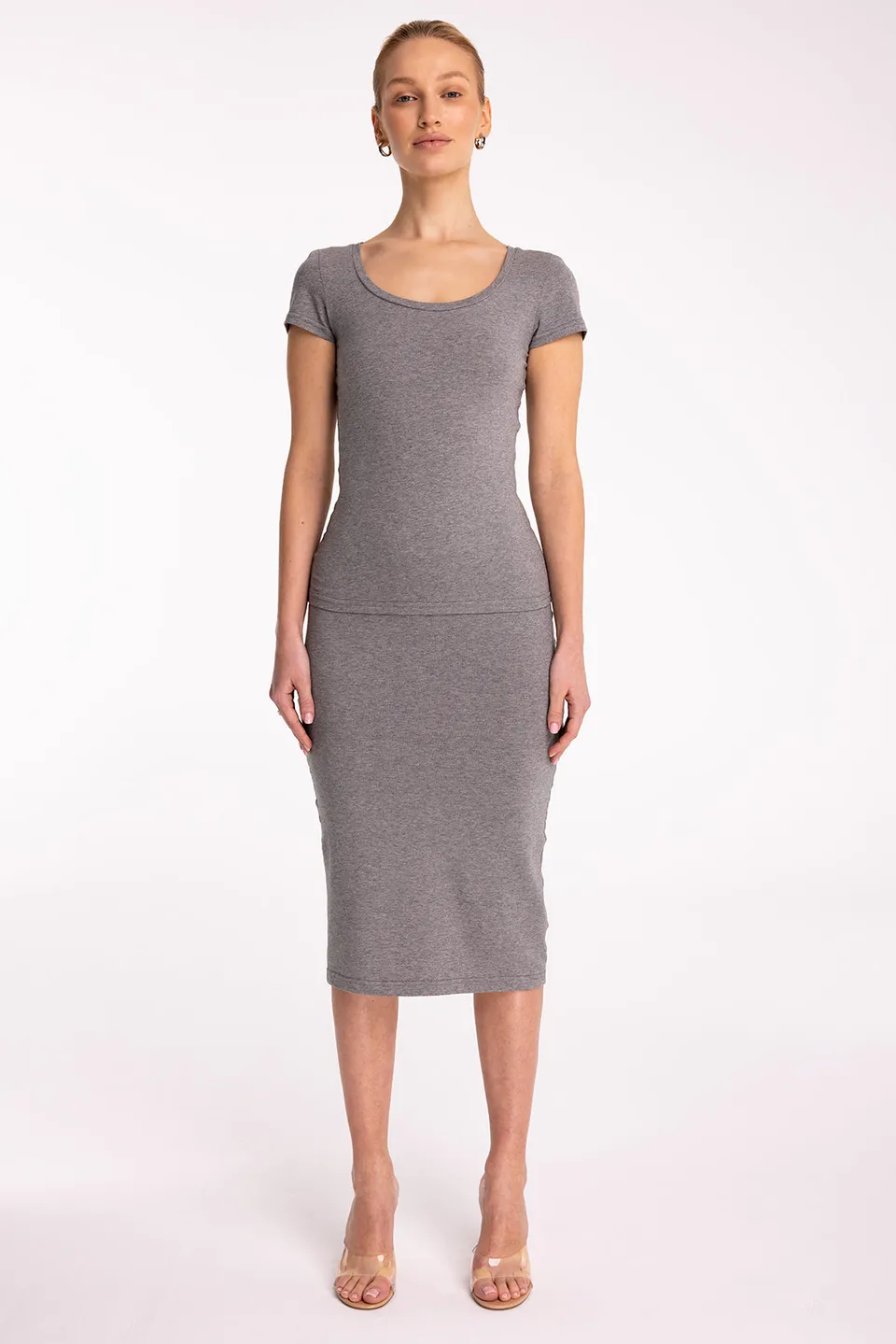 Nudyess Minimal spódnica mini Dark Melange gładka