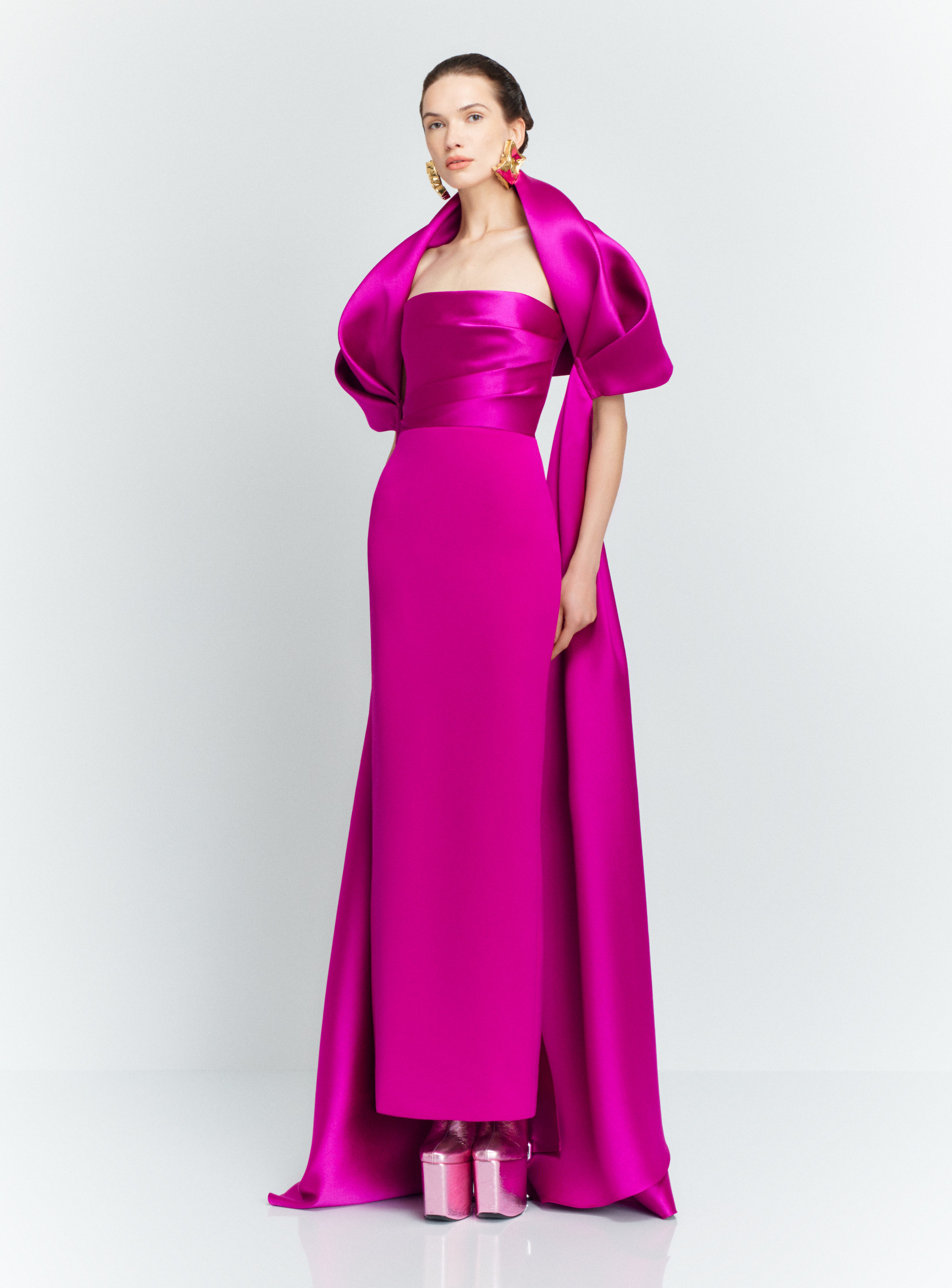 Solace London The Vera Maxi sukienka fuksja bez ramiączek