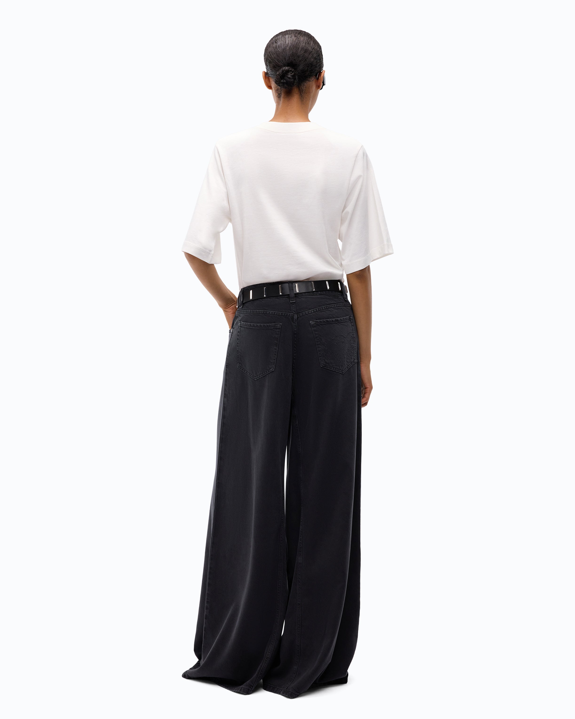 Pinko Winona Wide Leg dżinsy czarne rozszerzane