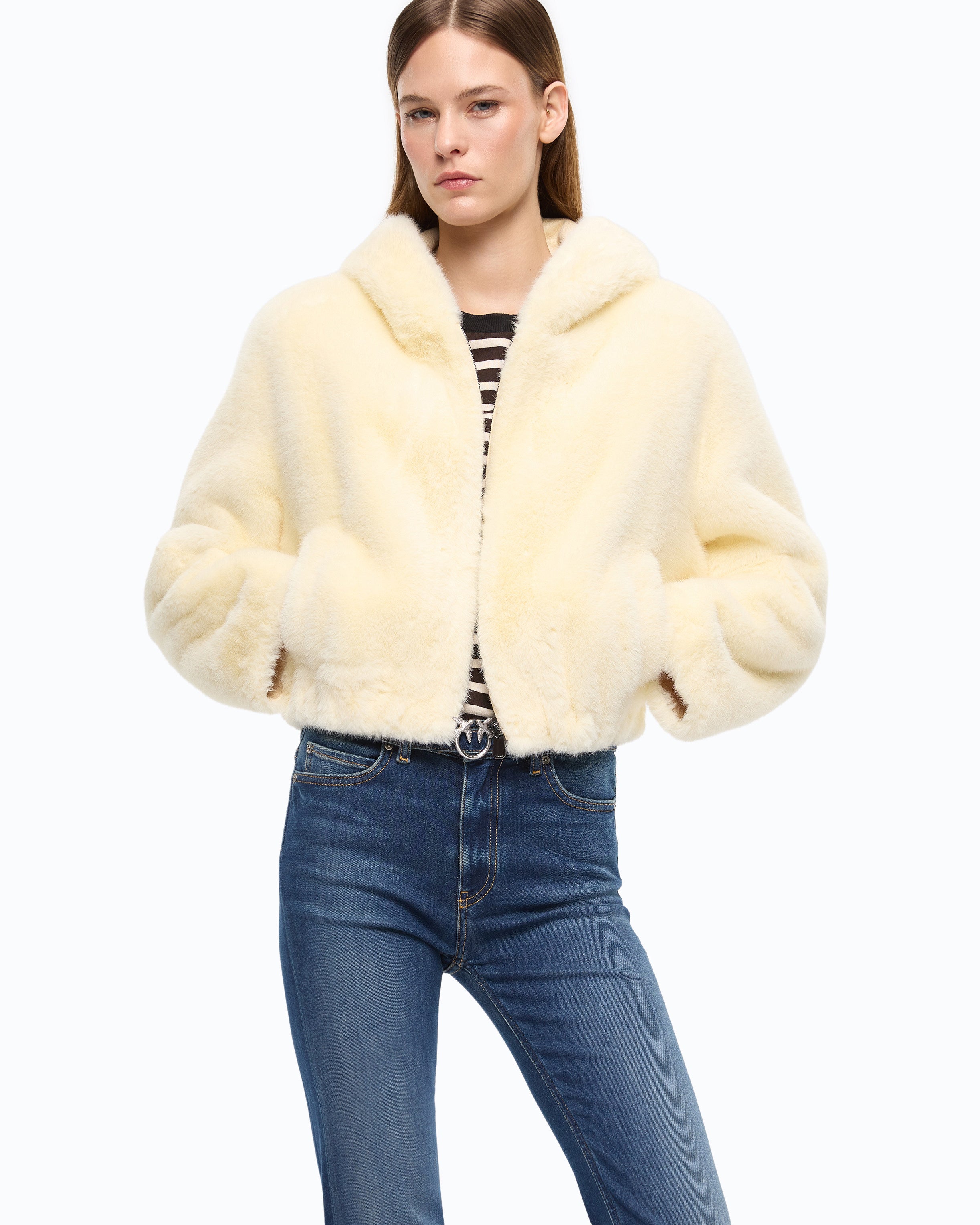 Pinko Gasteria Jacket kurtka żółta z kapturem