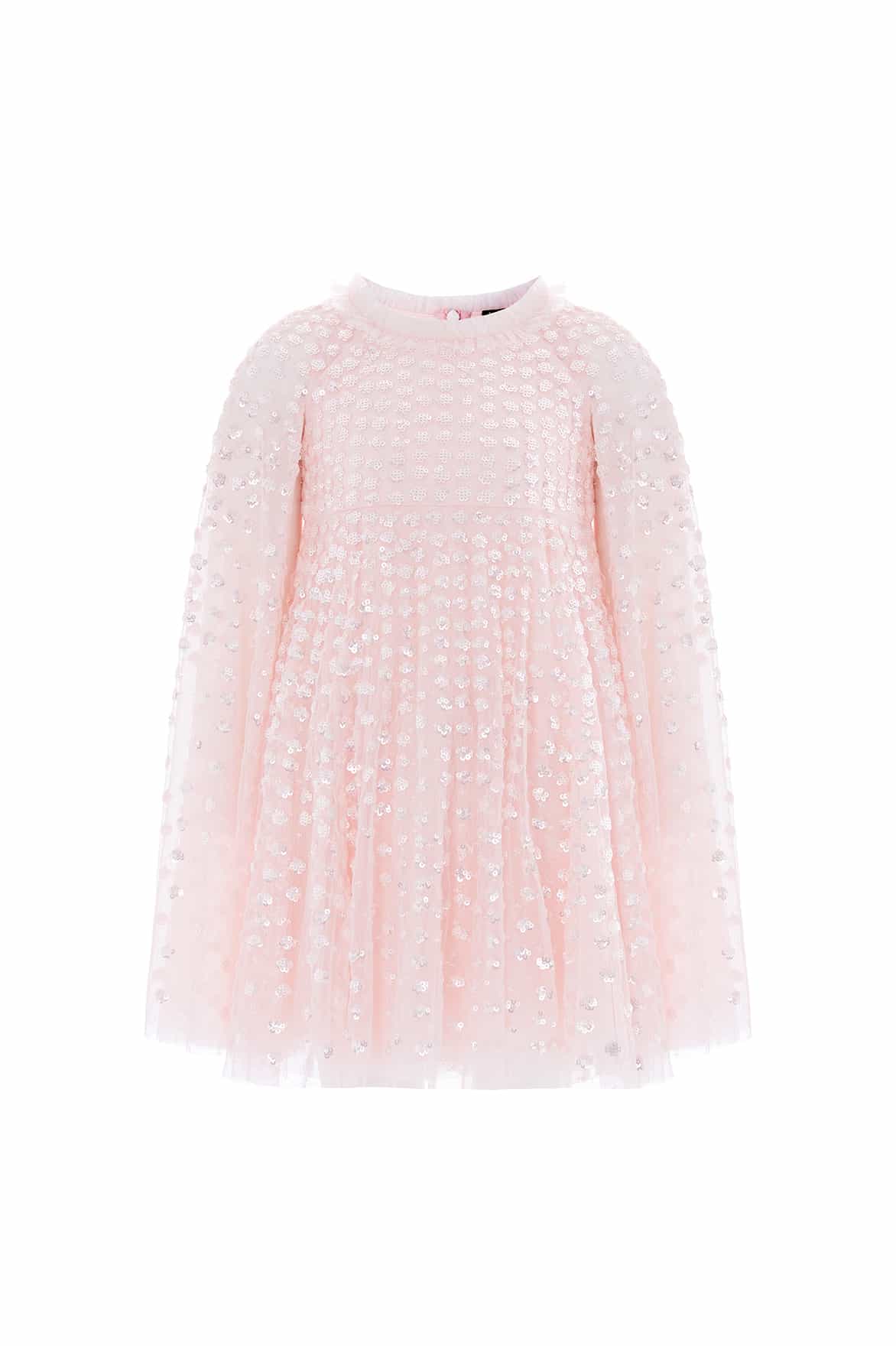 Needle & Thread Raindrop Cape Kids Dress sukienka róż cekiny