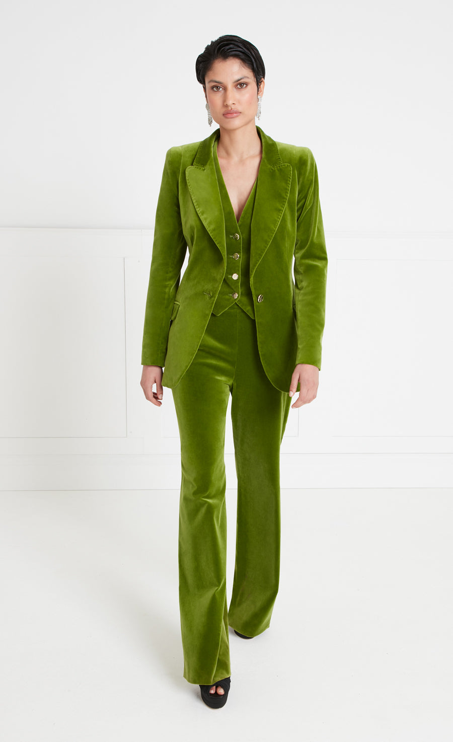 Temperley London Clove marynarka aksamitna limonka