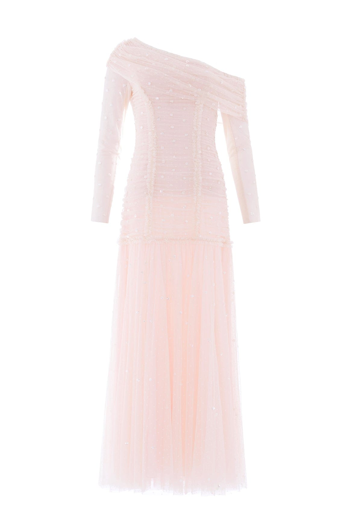 Needle & Thread Gigi Dot Rouched Gown suknia różowa