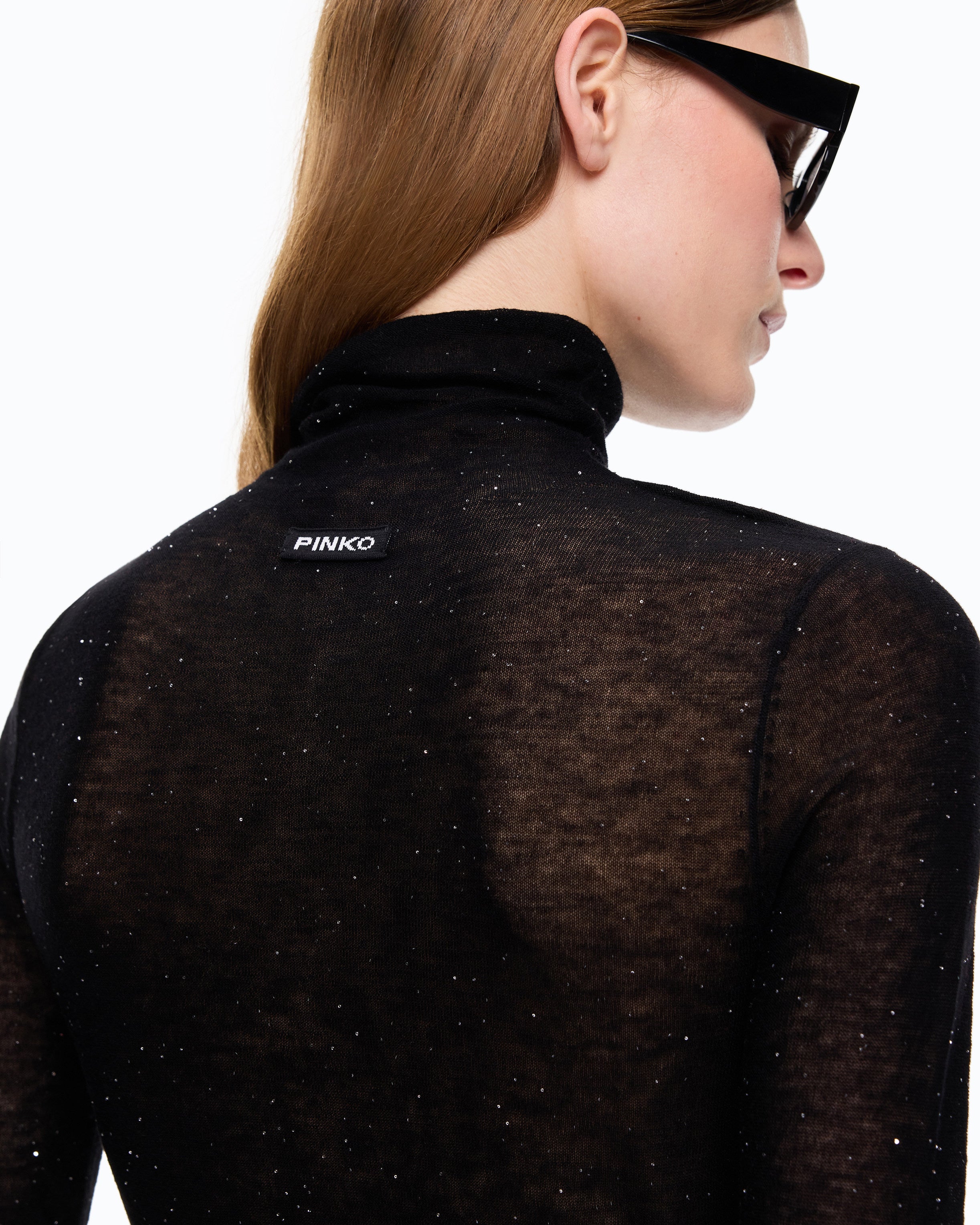 Pinko Moss Sweater sweter golf cekiny dopasowany