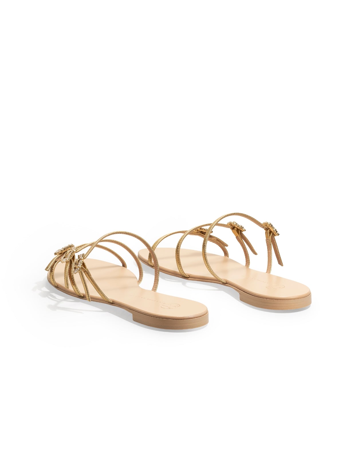 Temperley London Eclipse Flat sandały złote skórzane
