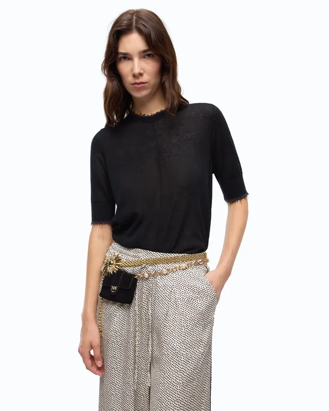 Pinko Nicosia Sweater sweter czarny wełna merynosów