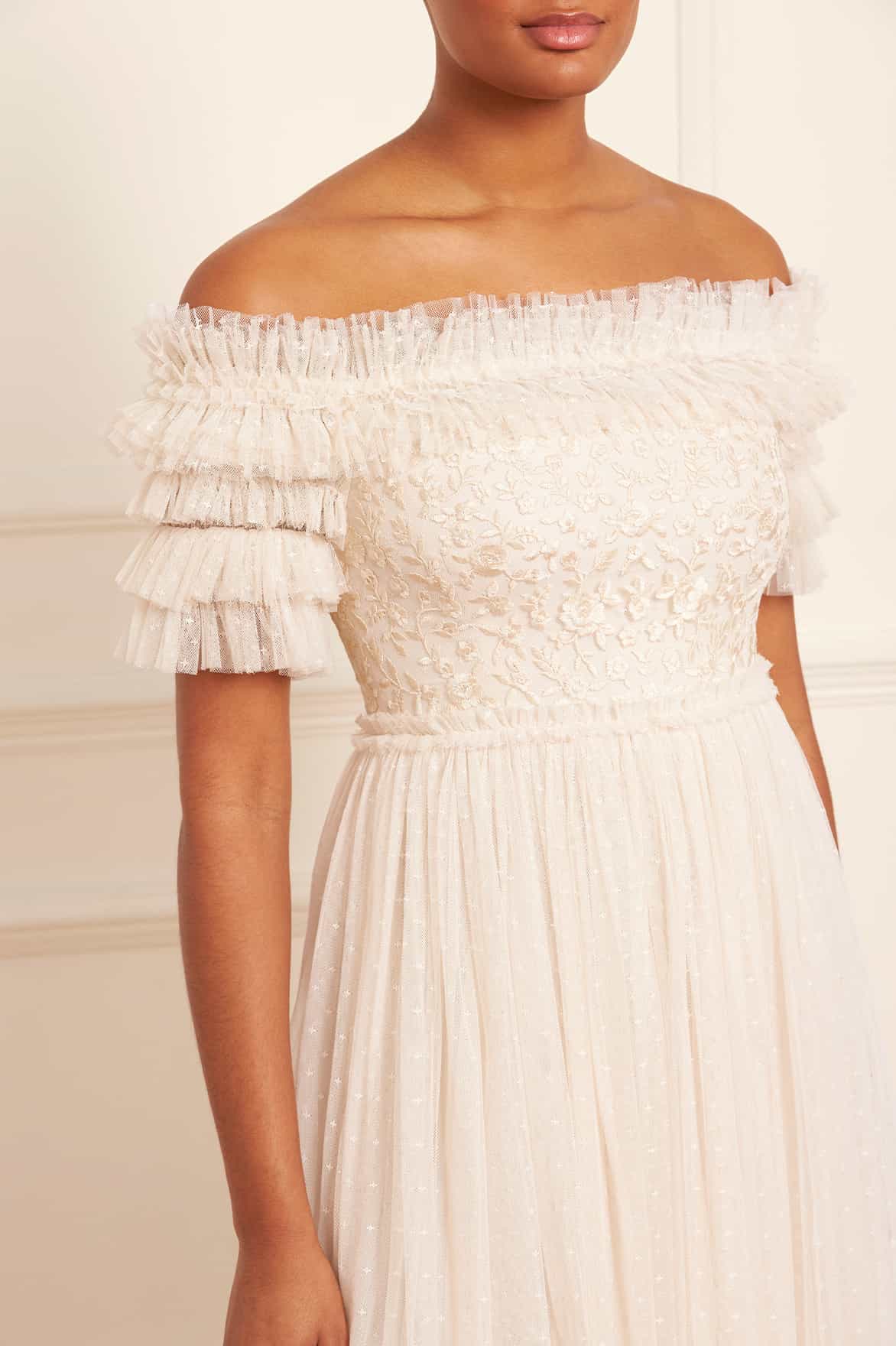 Needle & Thread Midsummer Lace Ankle Gown sukienka kremowa