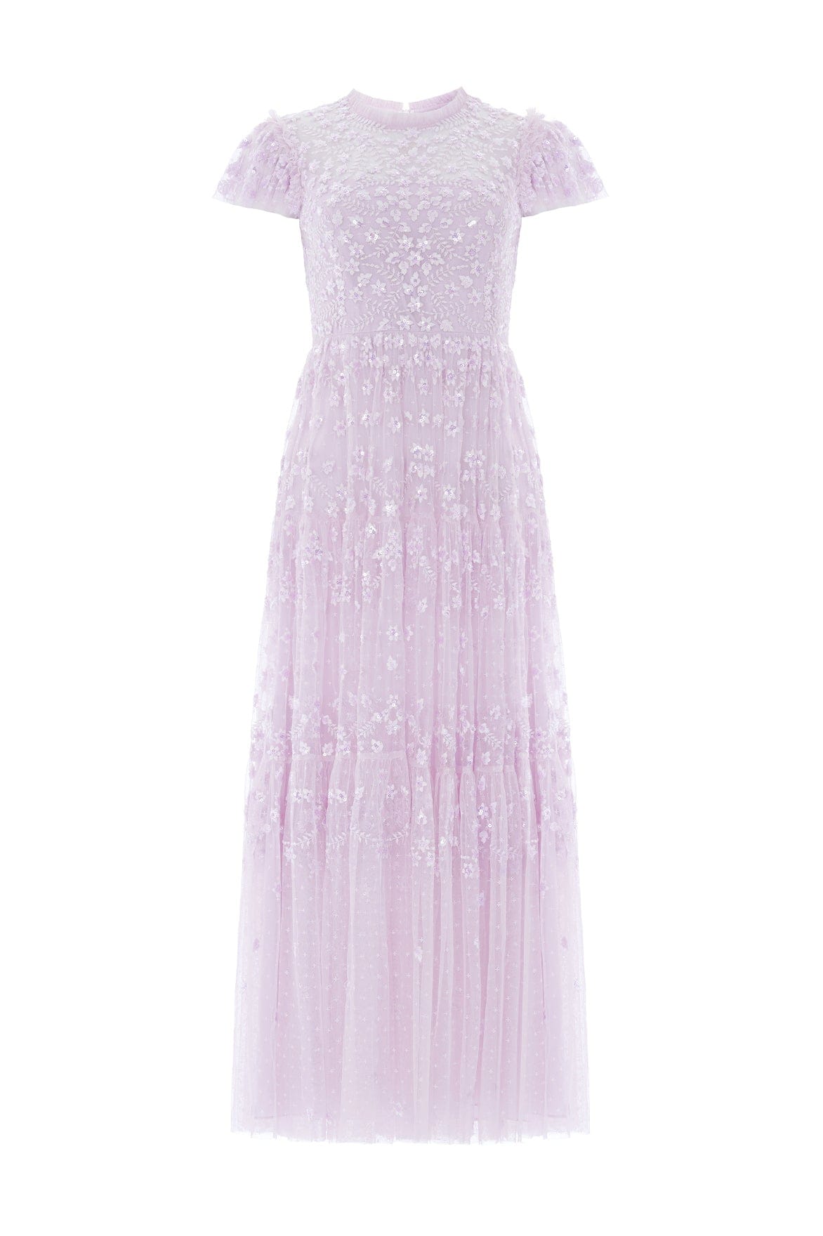 Needle & Thread Clover Short Sleeve Ankle Gown sukienka fioletowa