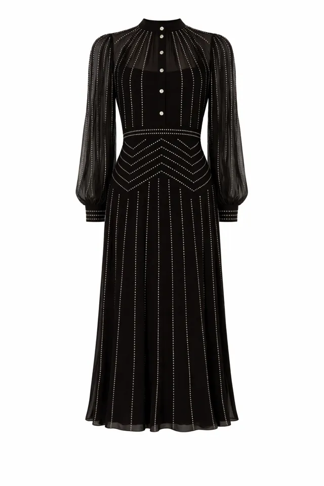Temperley London Villanelle Dress sukienka czarna z kryształkami
