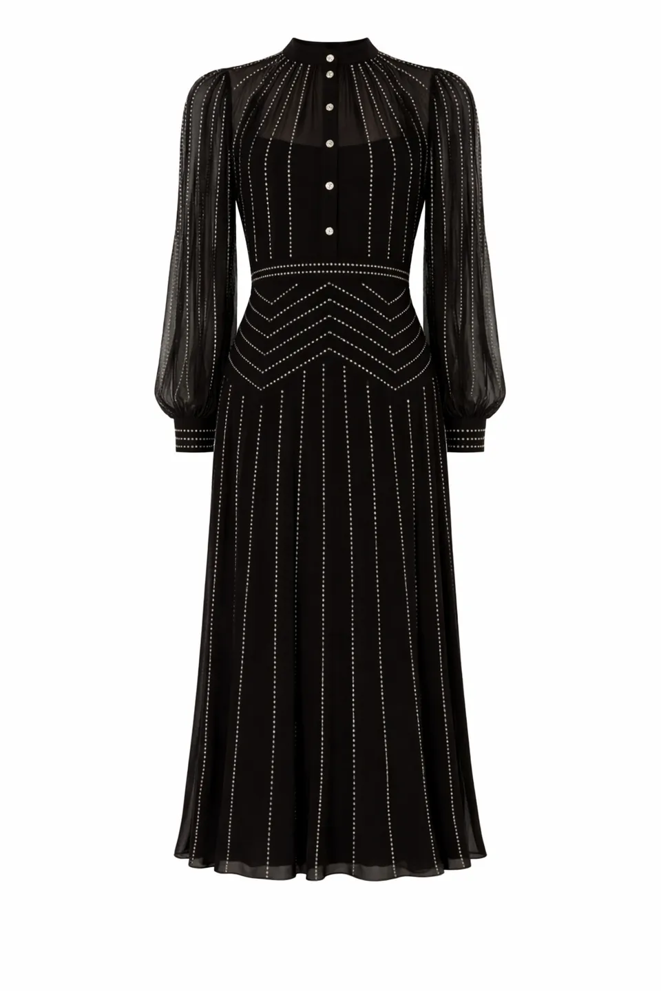 Temperley London Villanelle Dress sukienka czarna z kryształkami