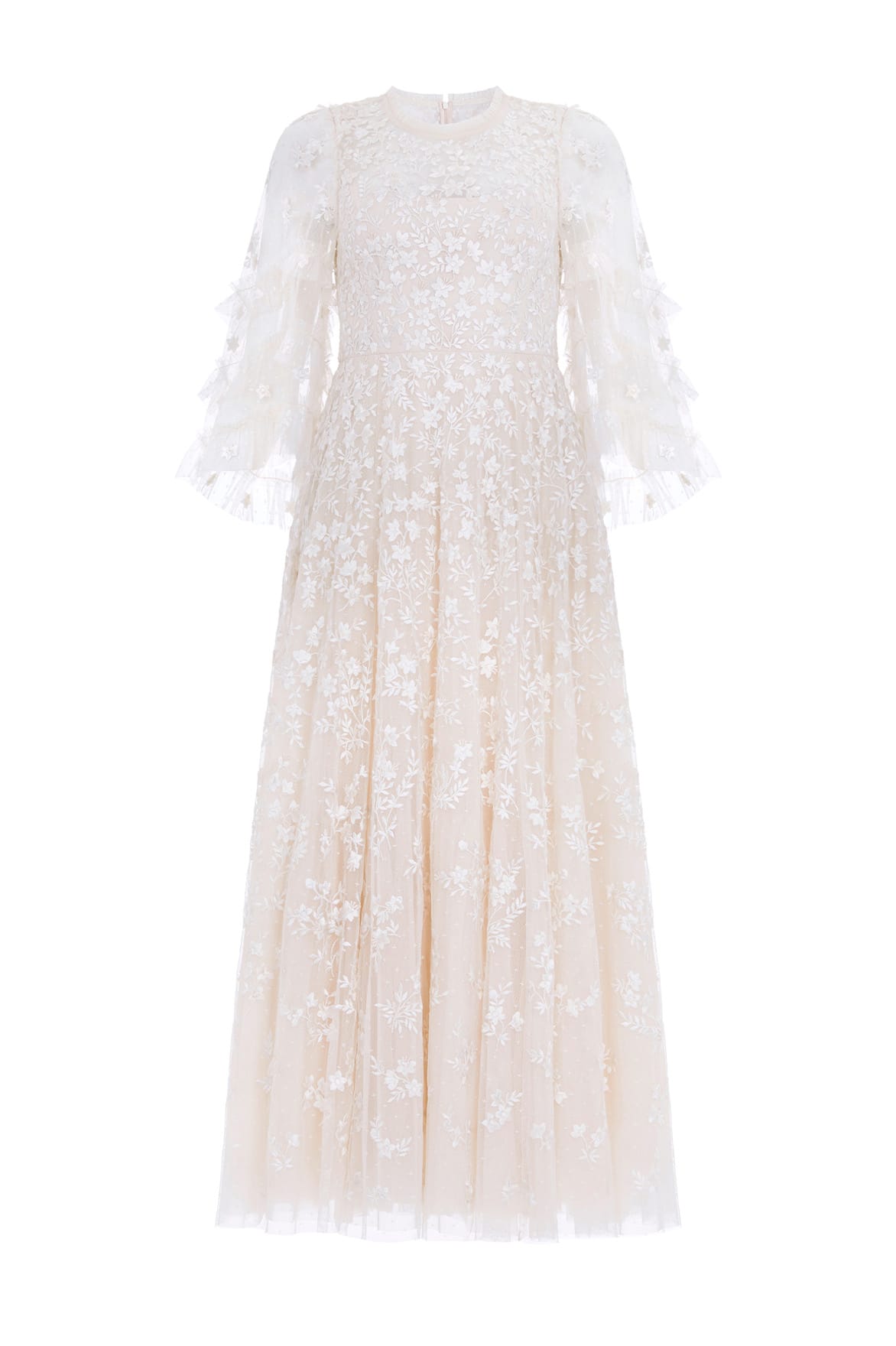 Needle & Thread Everett Bloom Ankle Gown sukienka kremowa