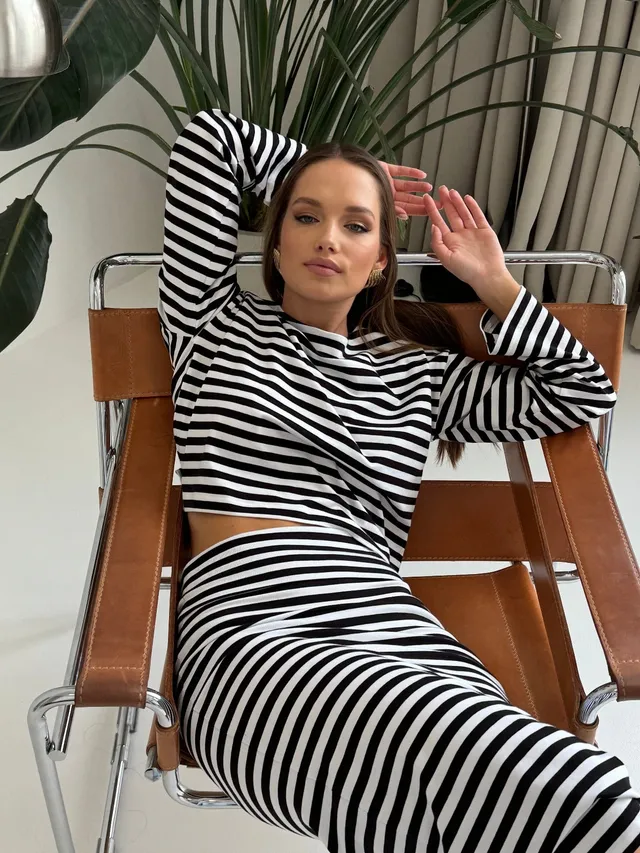 Nudyess Elise top Black Stripes bawełniany
