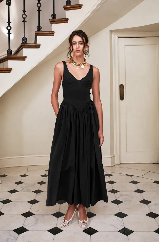 Delfi Collective Odessa sukienka czarna midi ponte