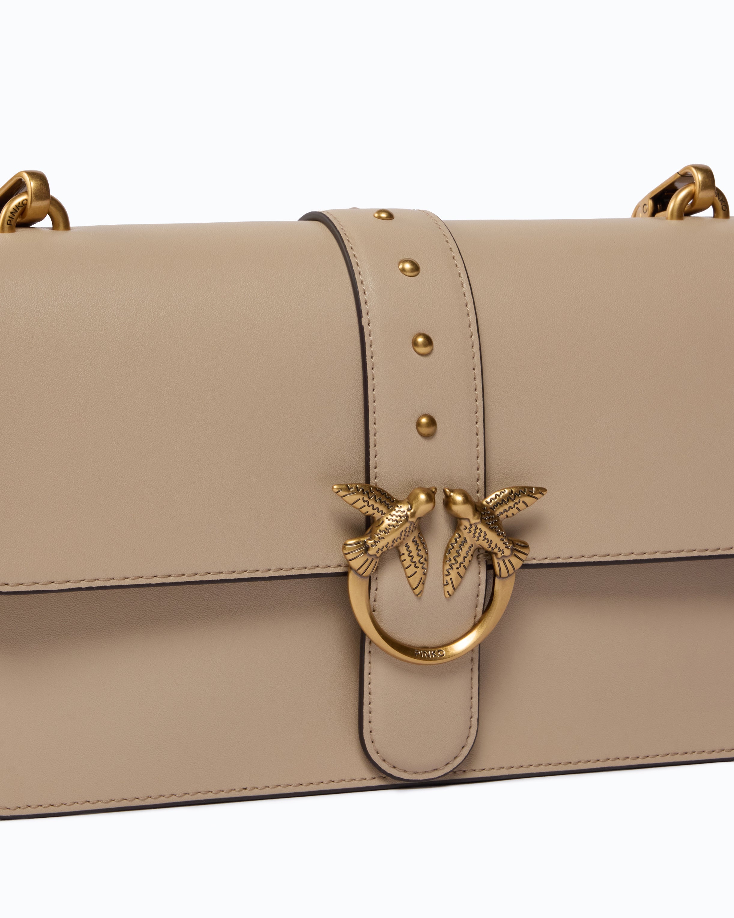 Pinko Love Bag One torebka beżowa średnia skóra