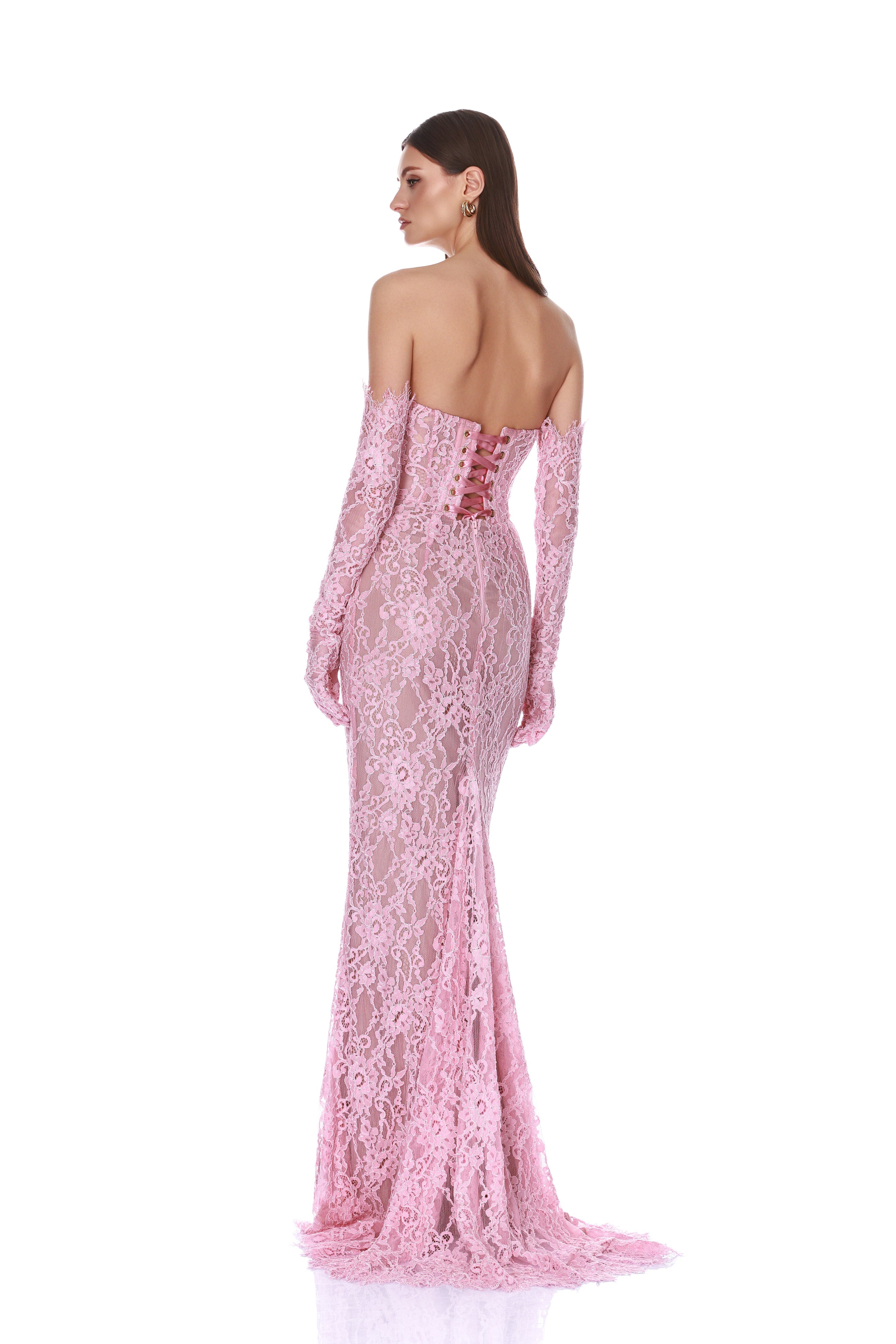 Bronx and Banco Kiera Blush Lace sukienka wieczorowa maxi