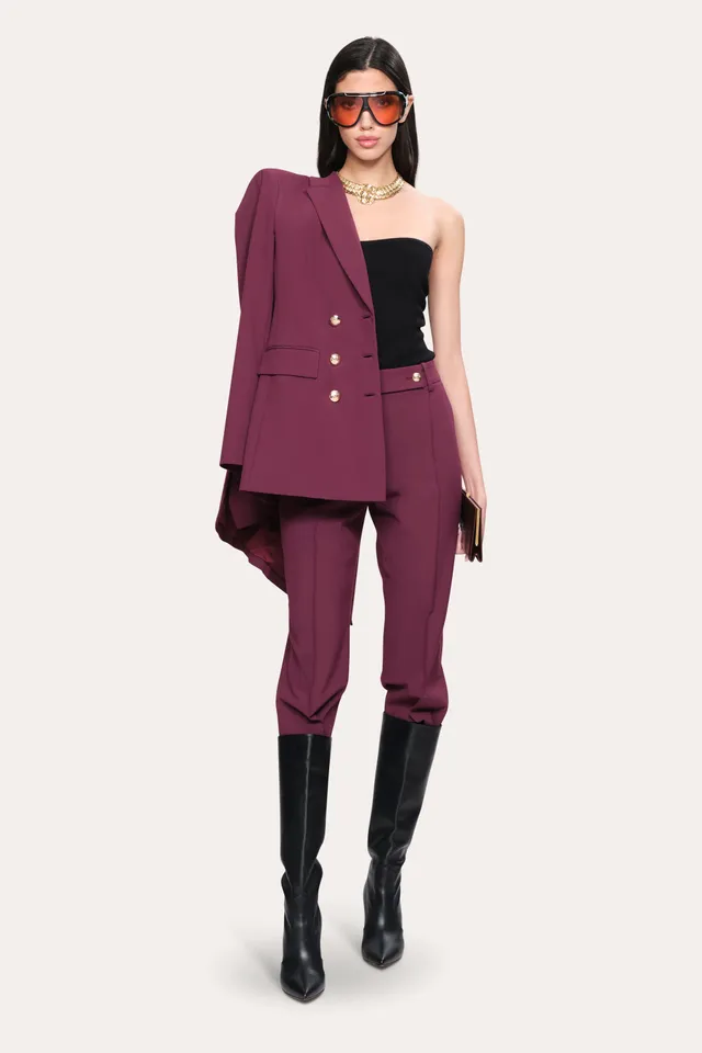 Elie Tahari E802R215 spodnie śliwkowe cygaretki