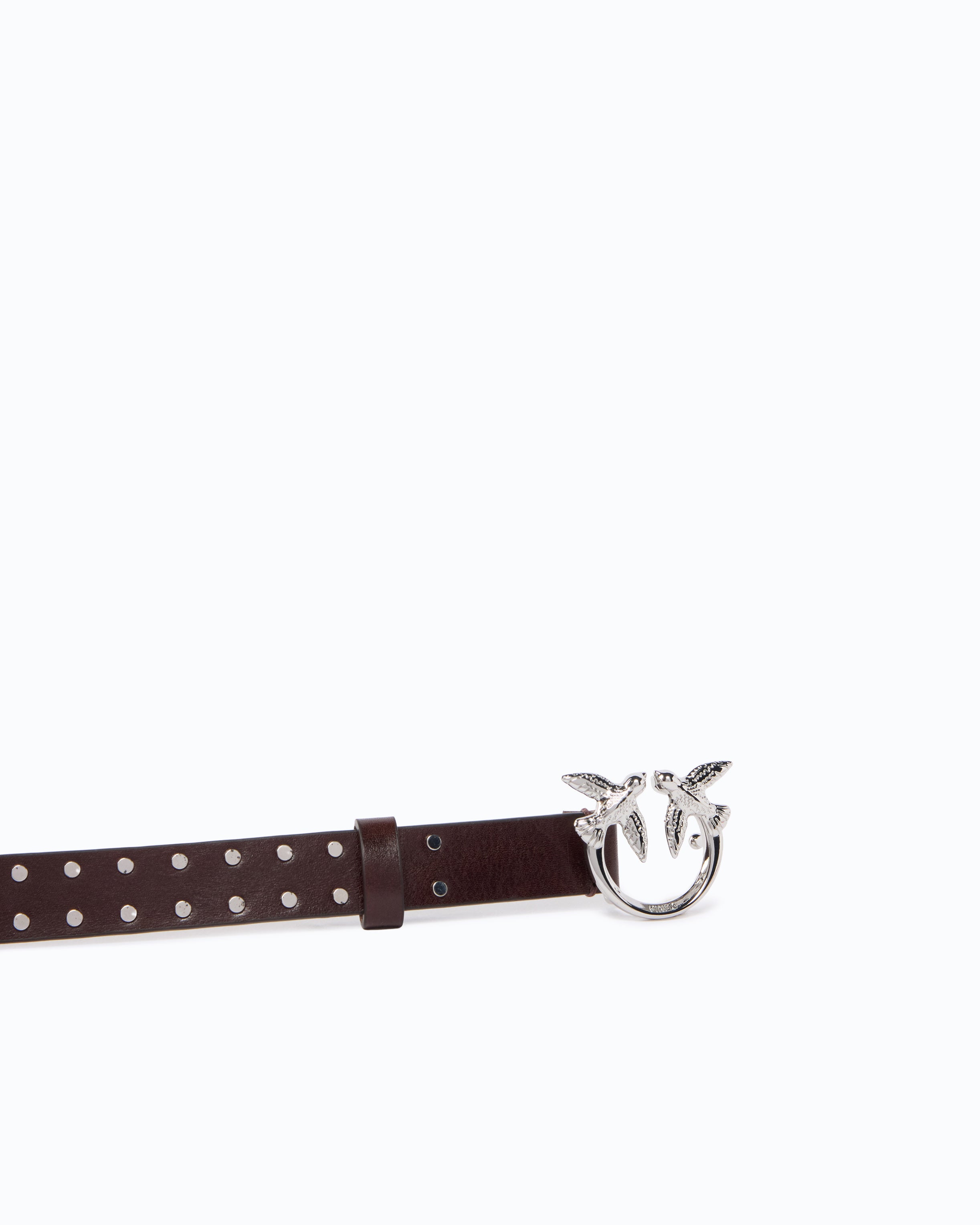 Pinko Love Belt pasek skórzany 2 cm ćwieki