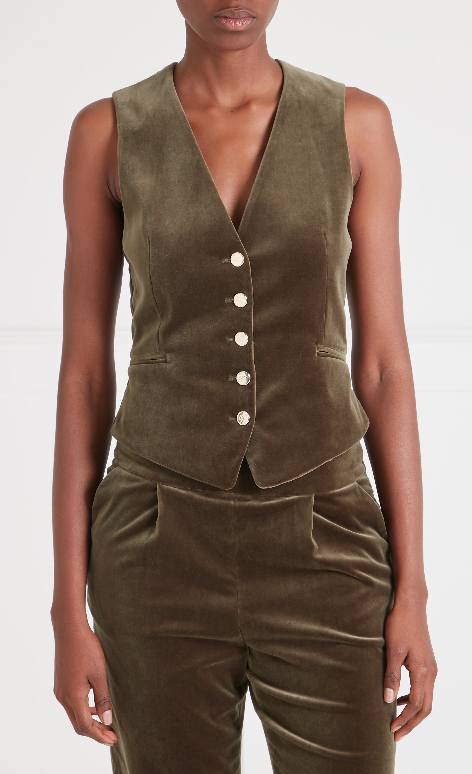 Temperley London Clove Velvet Waistcoat kamizelka Militare aksamitna