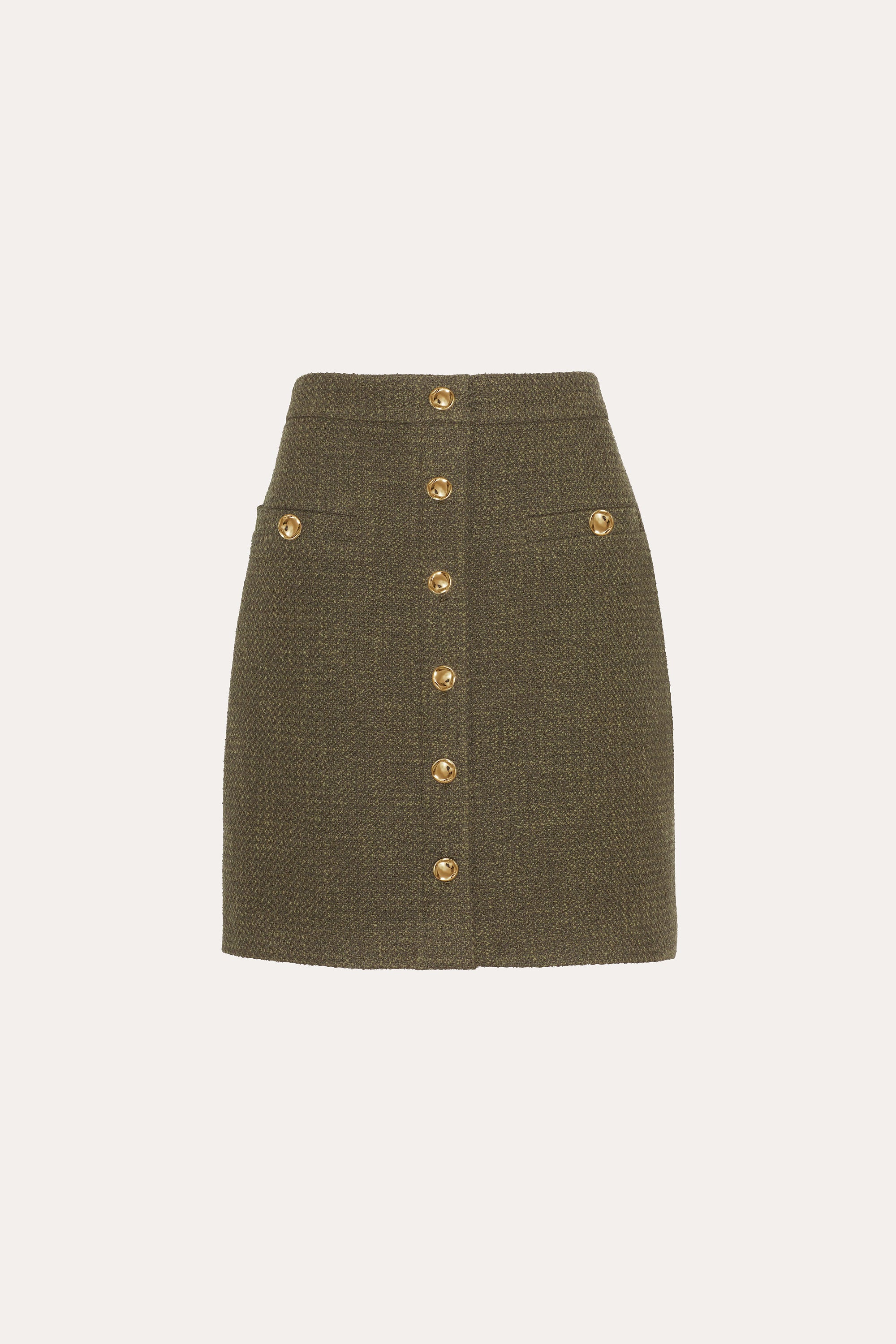 Elie Tahari Ella Tweed spódnica oliwkowa tweedowa