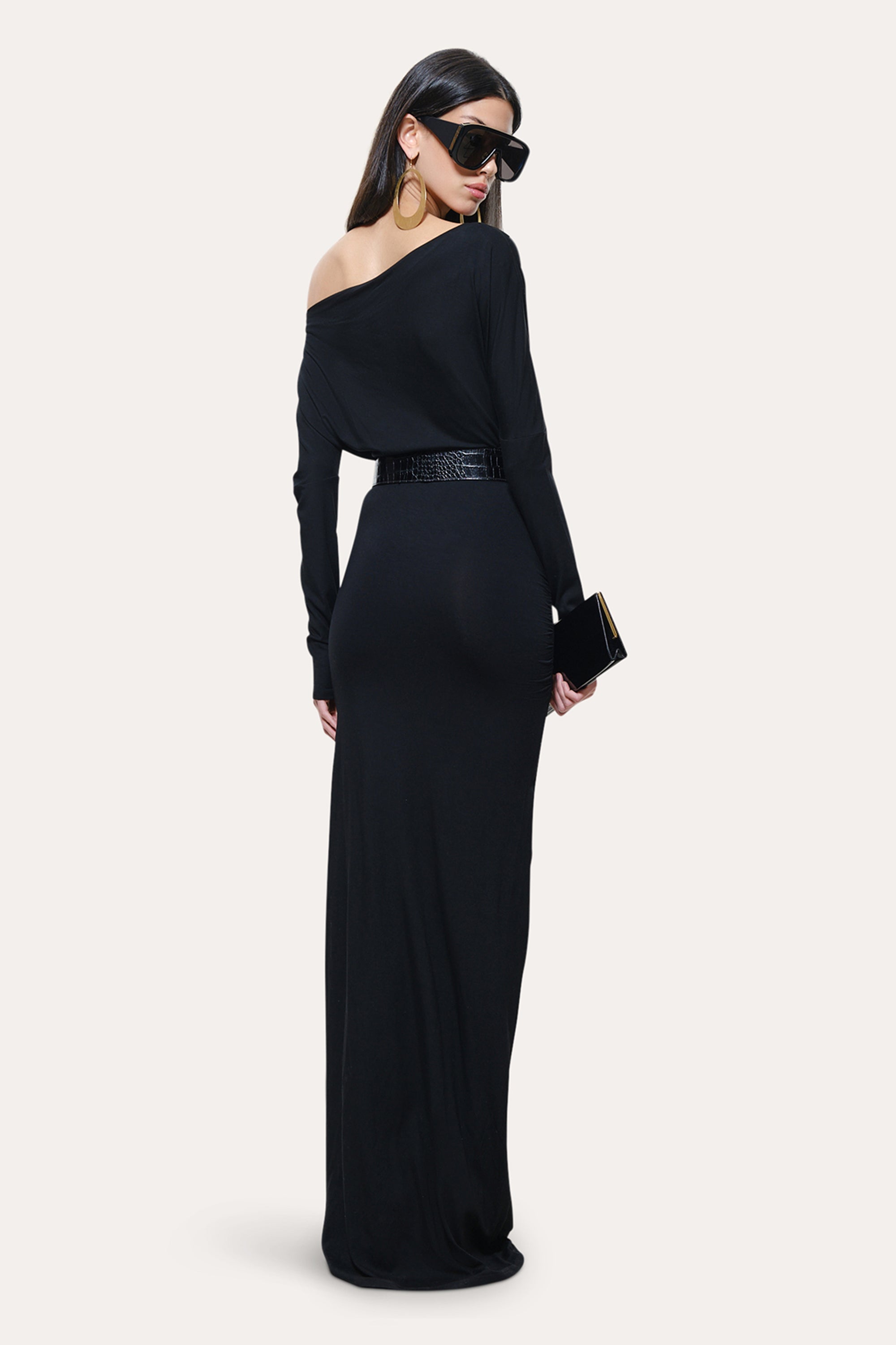 Elie Tahari Maia sukienka wieczorowa Black maxi hiszpanka