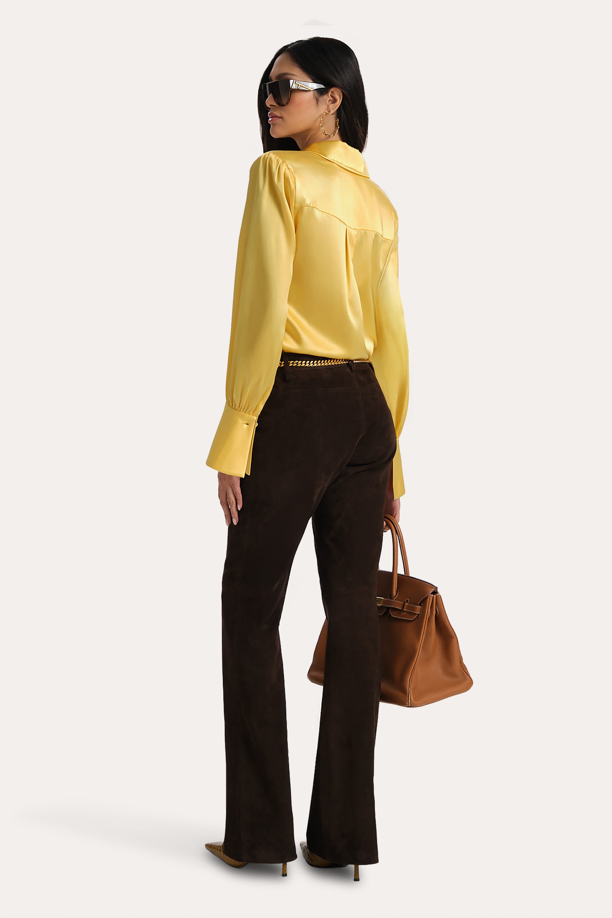 Elie Tahari Chloe bluzka charmeuse Lemon Silk