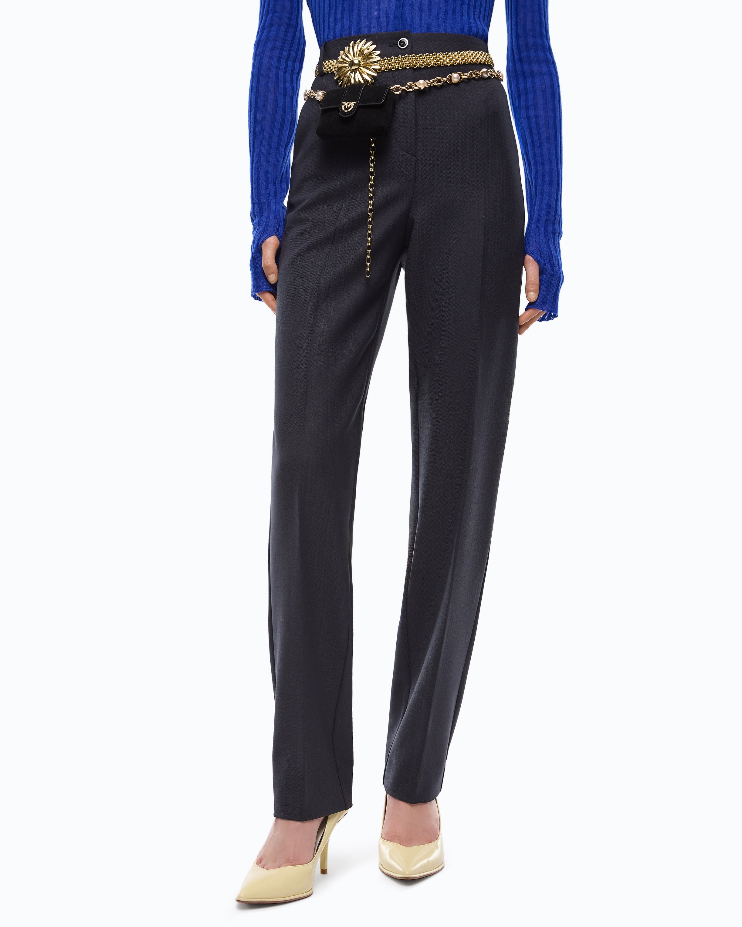 Pinko Pleione Pants spodnie cygaretki niebieskie
