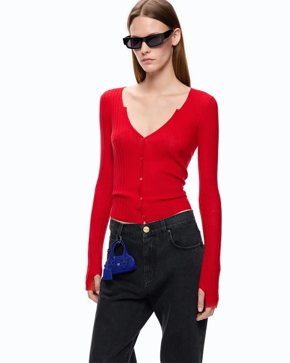 Pinko Sibilo Cardigan kardigan czerwony wełna