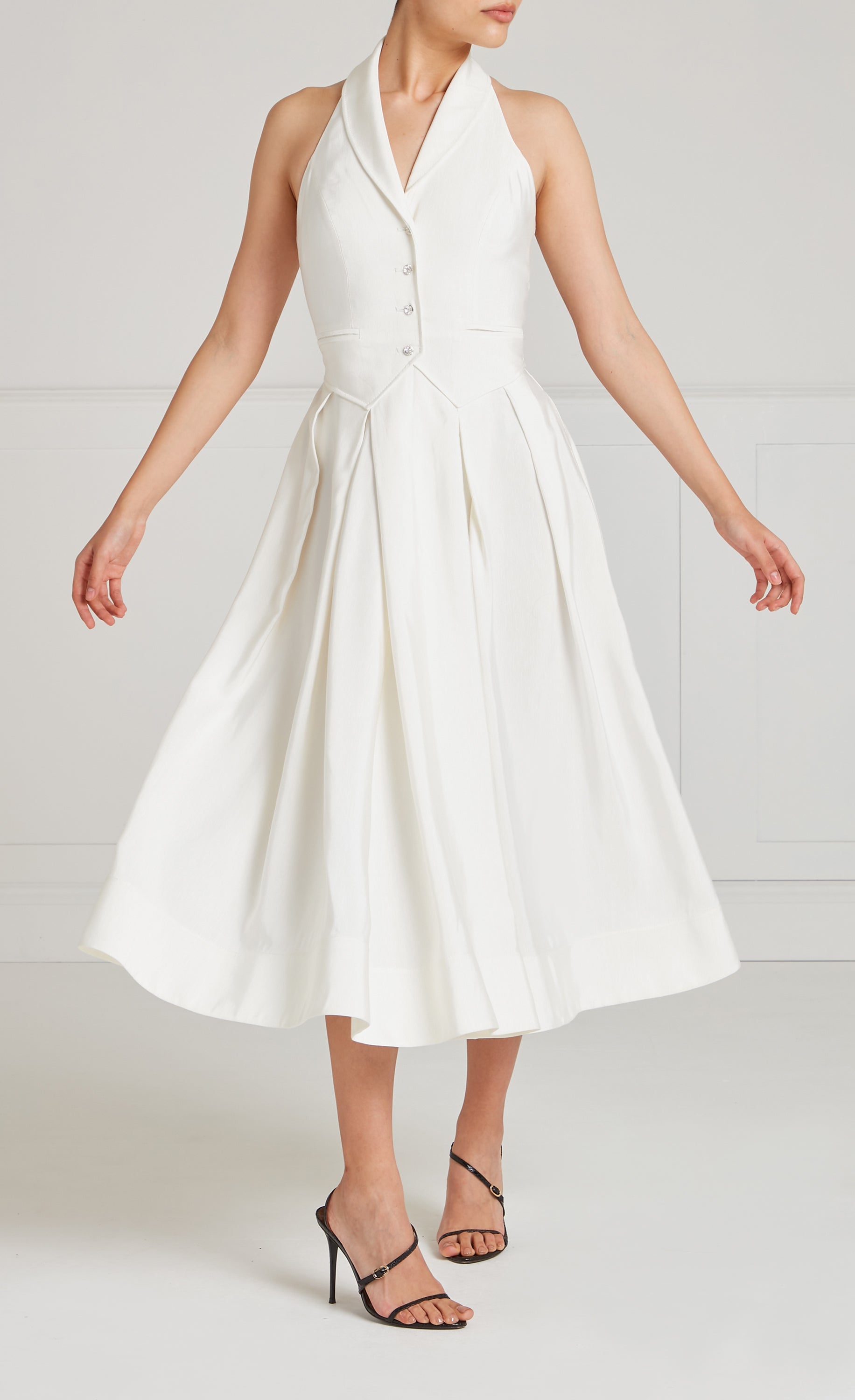 Temperley London Elodie sukienka koktajlowa biała halter