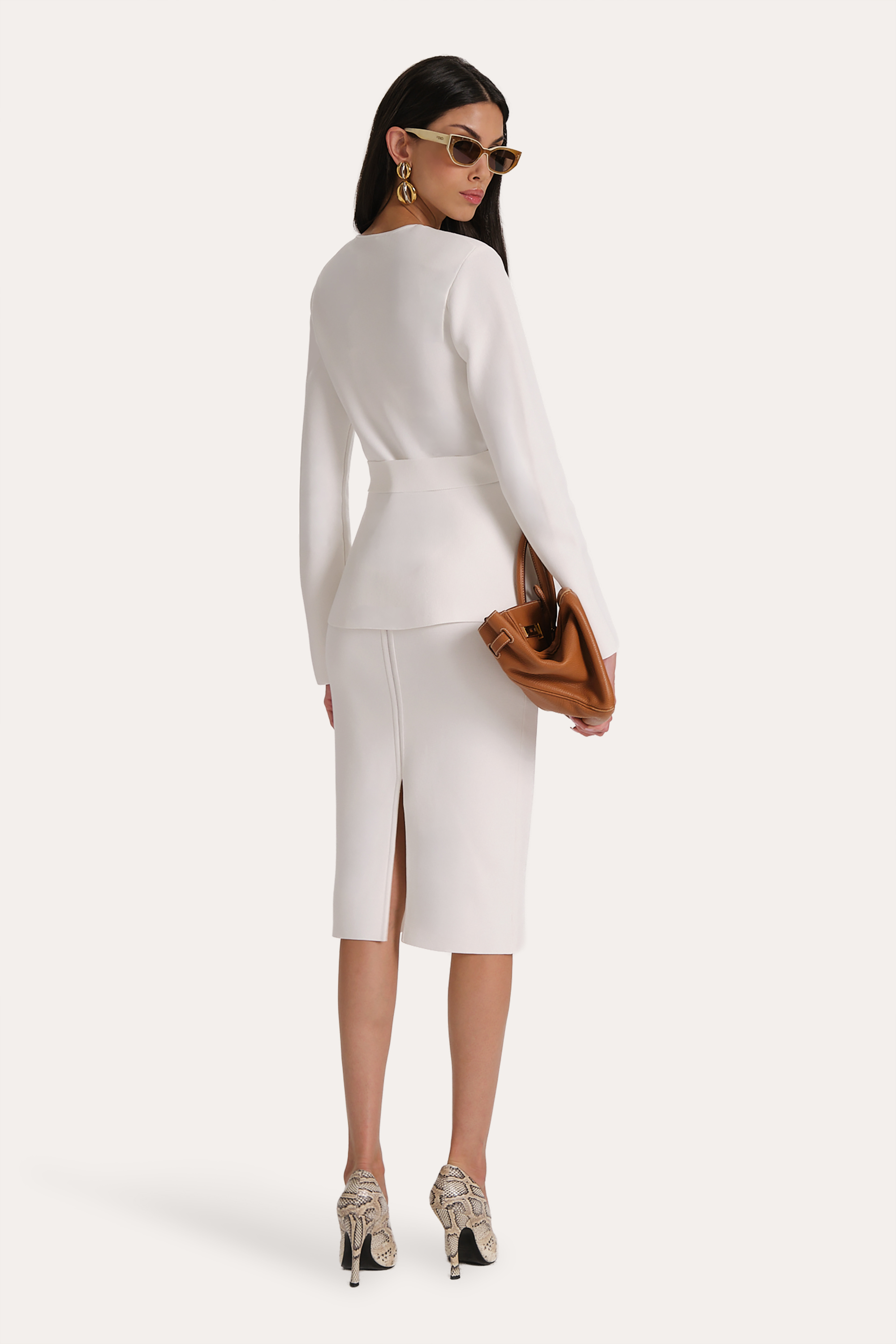 Elie Tahari Skylar Milano spódnica biała midi