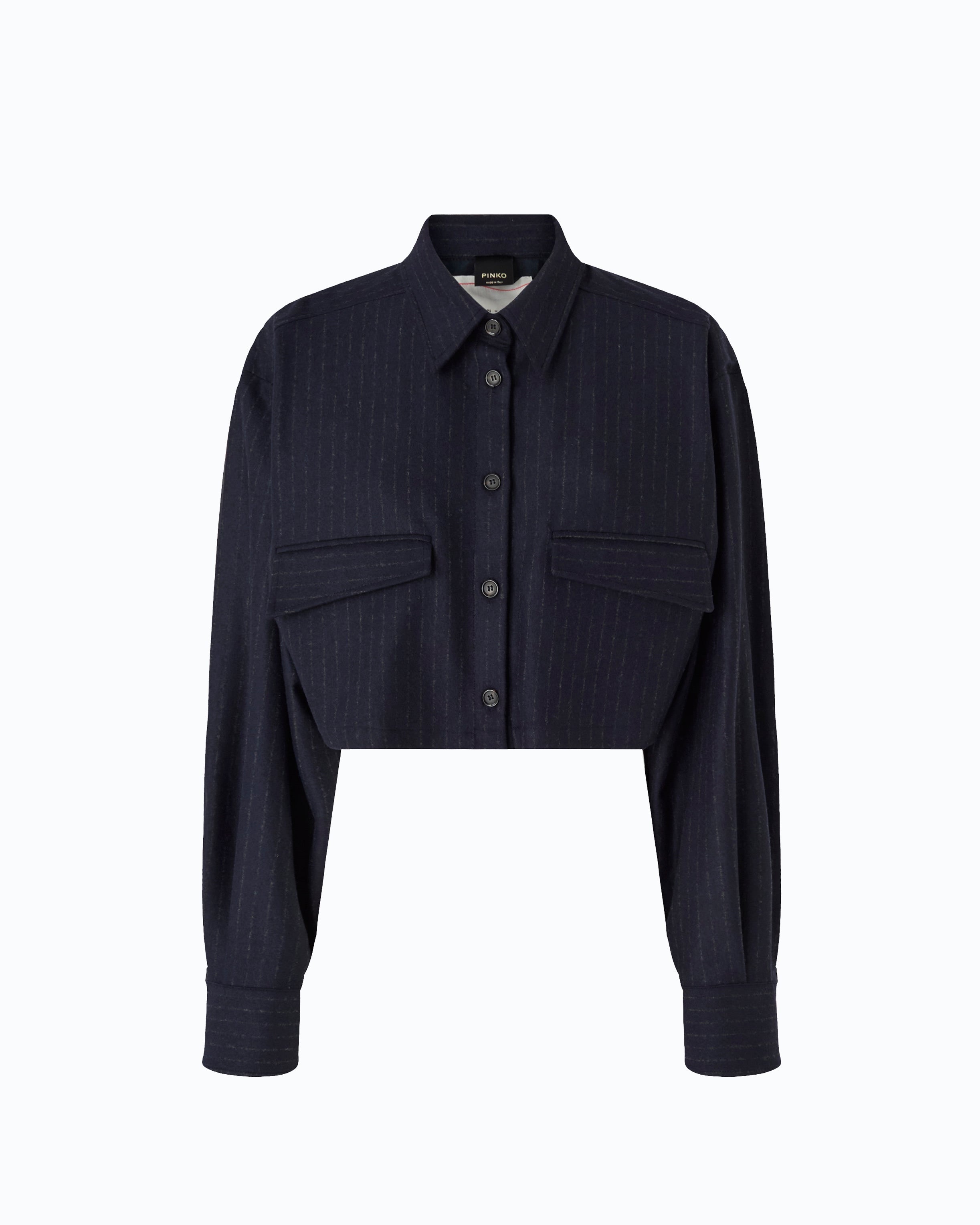 Pinko Taurasi Shirt koszula cropped niebieska prążka