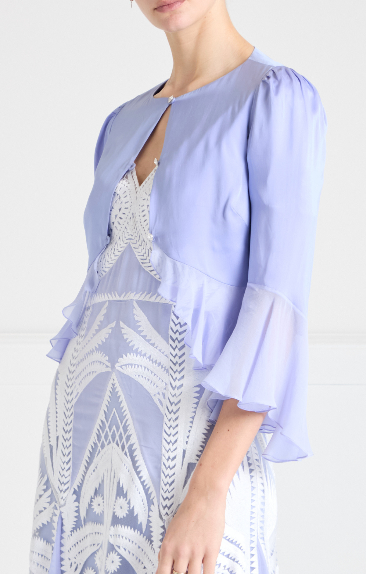Temperley London Leilani żakiet jedwabny błękitny kryształy