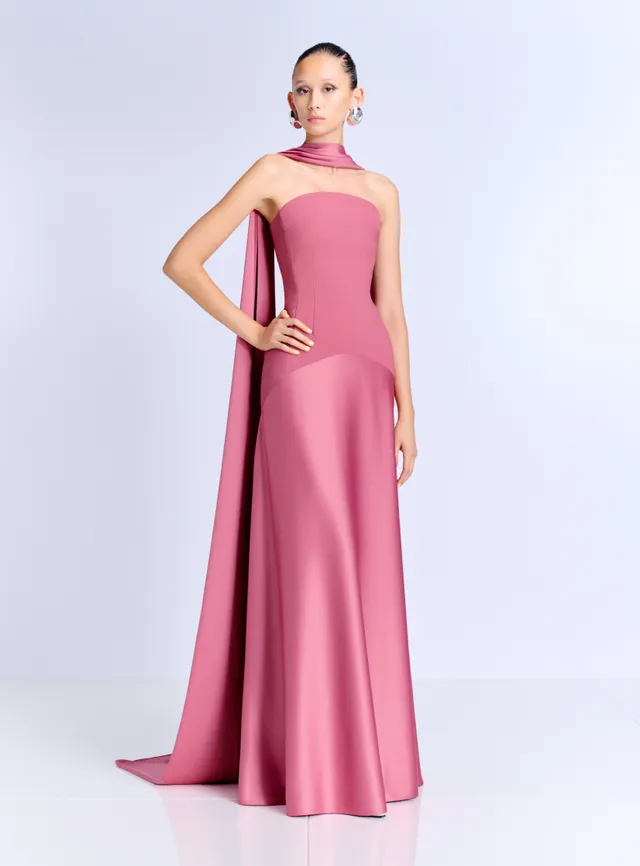 Solace London Mae sukienka wieczorowa Dark Rose bez ramiączek