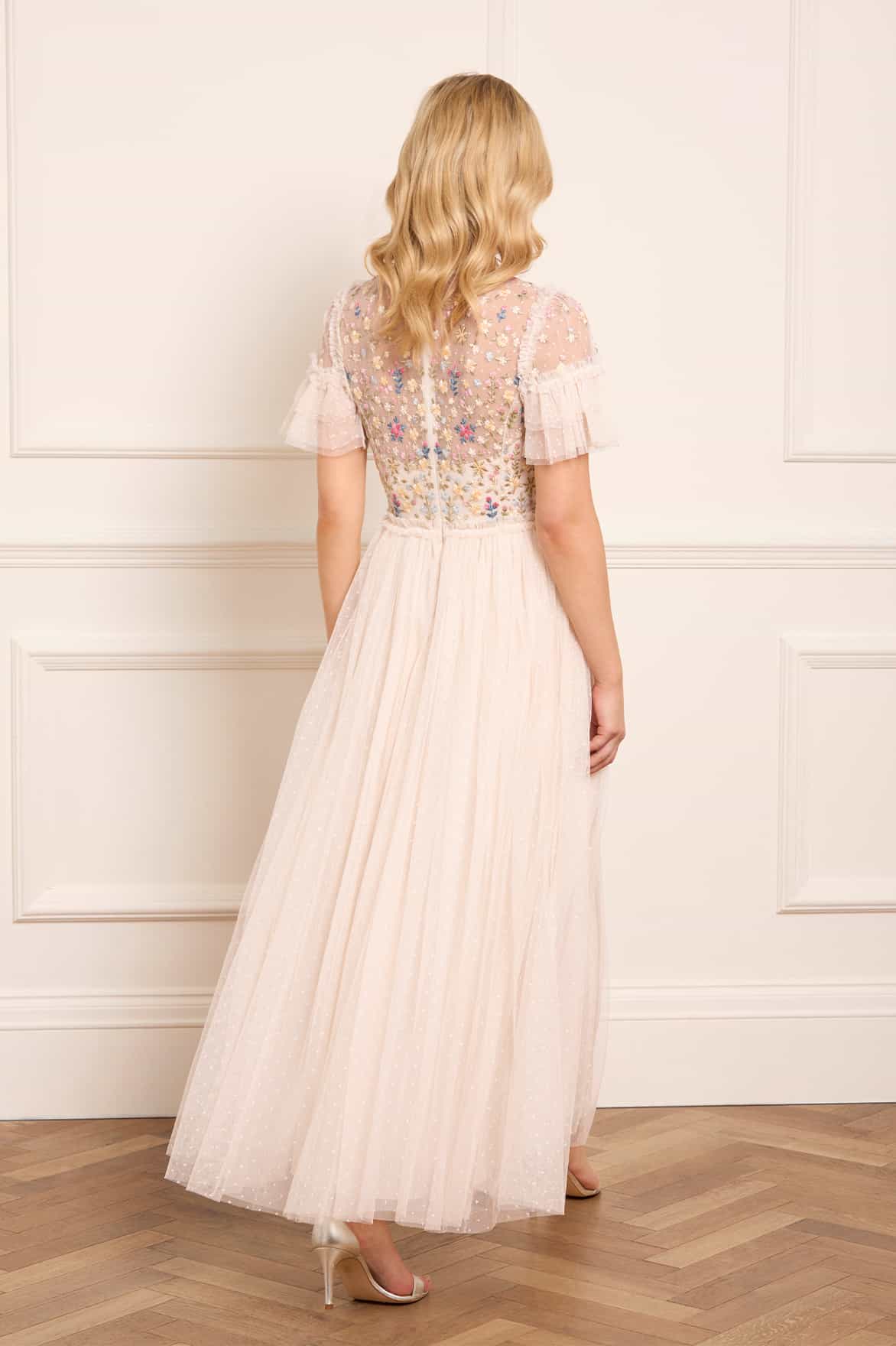 Needle & Thread Flowerbed Bodice Ankle Gown sukienka kremowa
