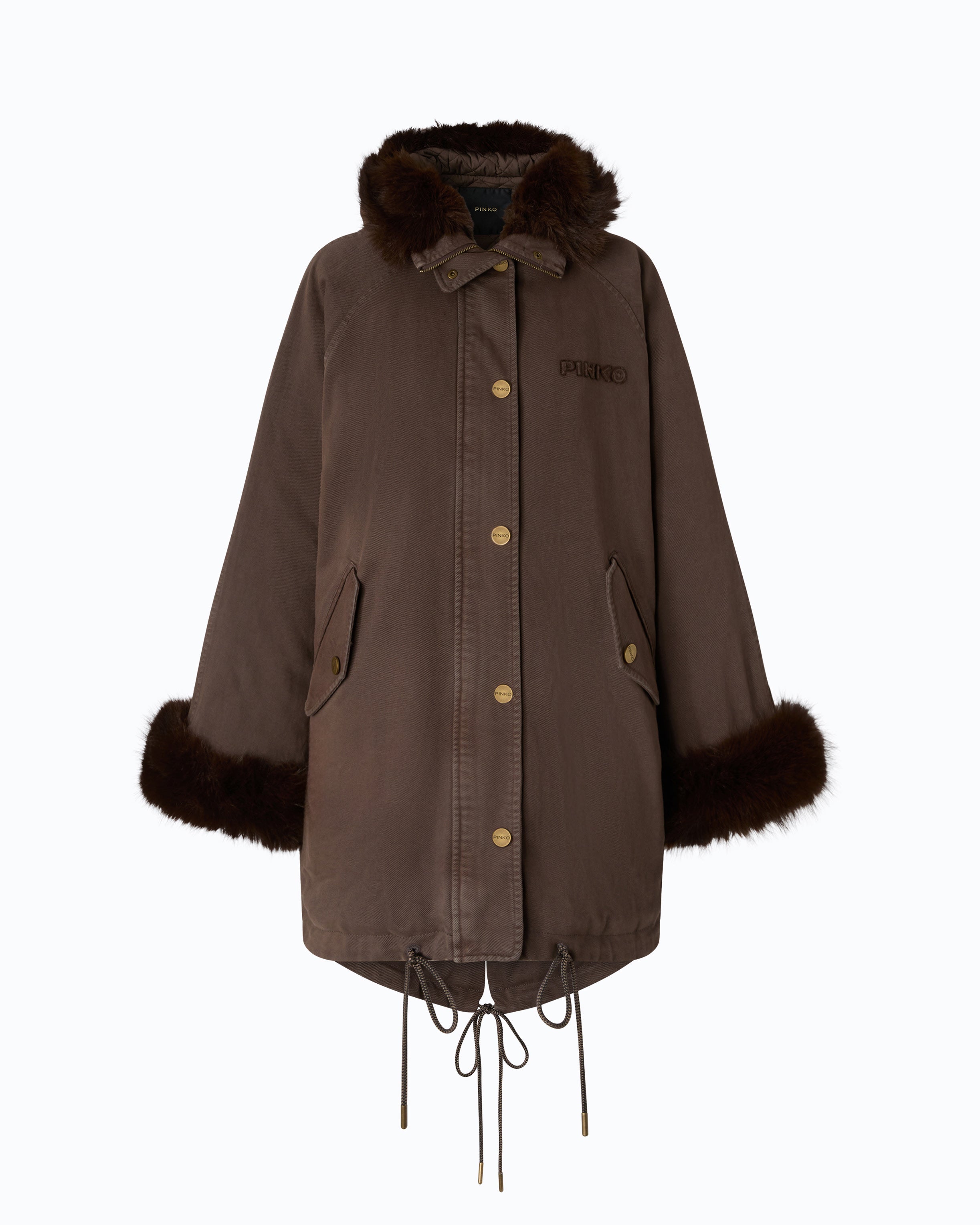 Pinko Patria Parka parka bawełniana brązowa