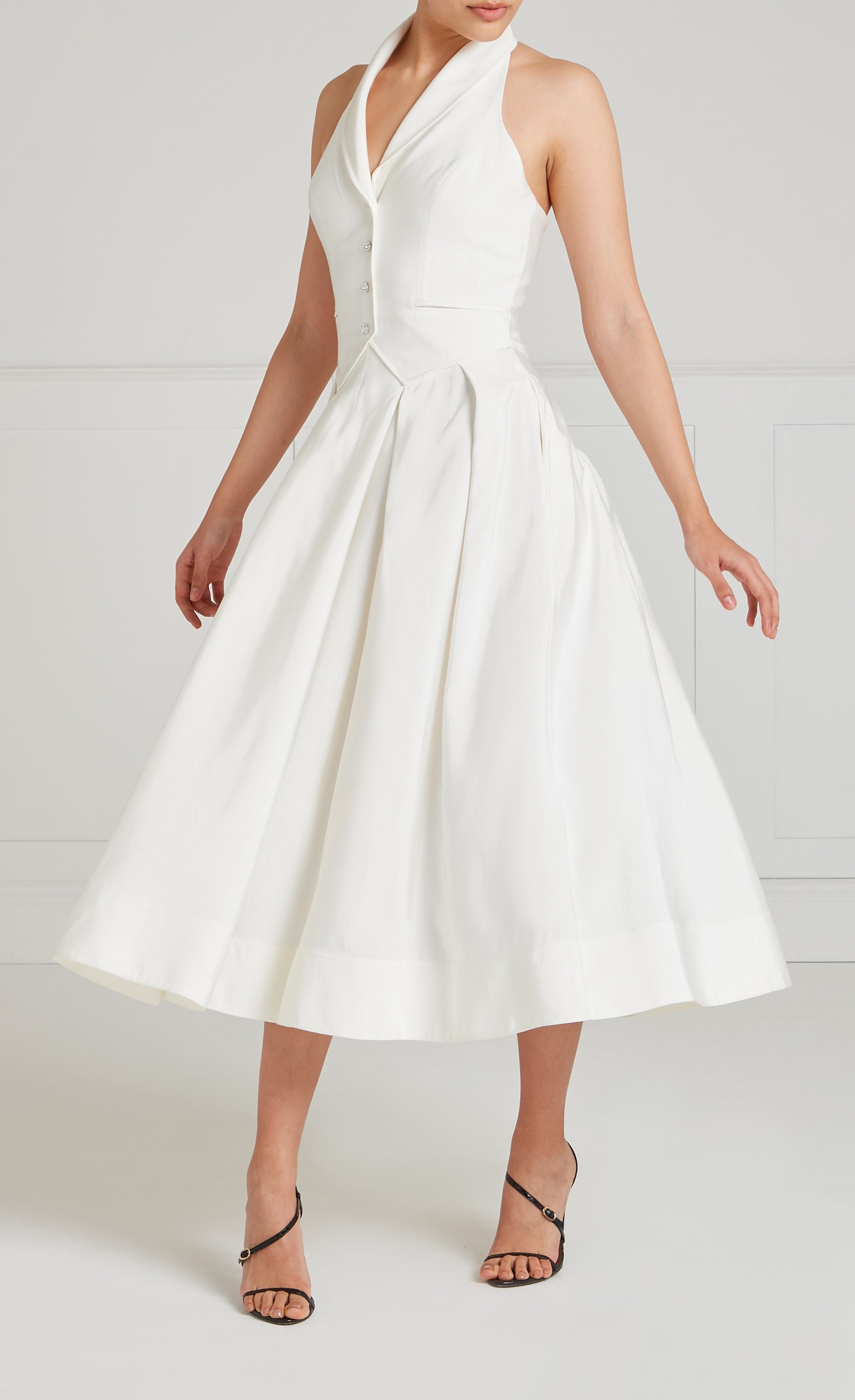Temperley London Elodie sukienka koktajlowa biała halter