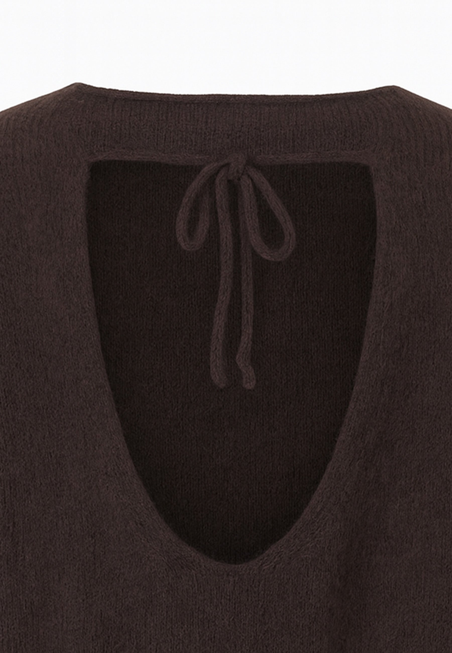 Nudyess Como sweter Brown z alpaki z wiązaniem