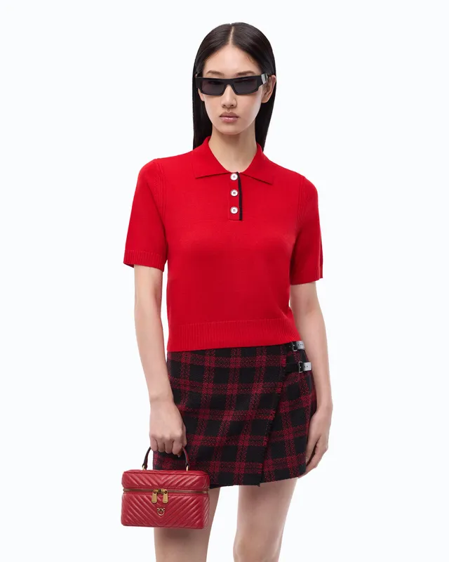 Pinko Gorgona Polo Shirt polo wełna kaszmir